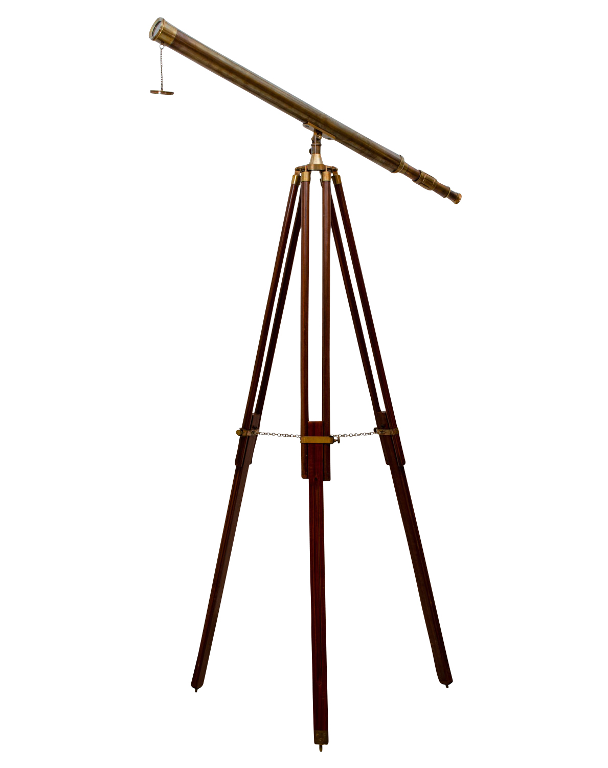 Teleskop Fernrohr Fernglas Messing brüniert mit Holz-Stativ 100cm Antik-Stil