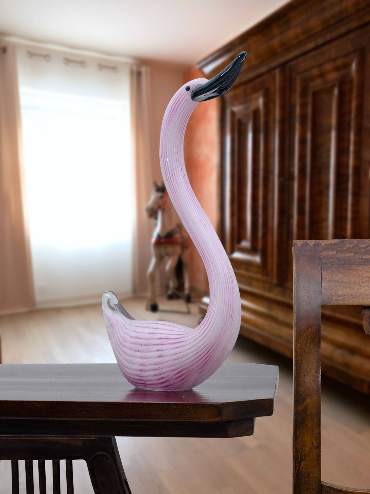 MG-73-7 Glasfigur Figur Skulptur Glas Glasskulptur Schwan Murano-Stil Antik-Stil 37cm
