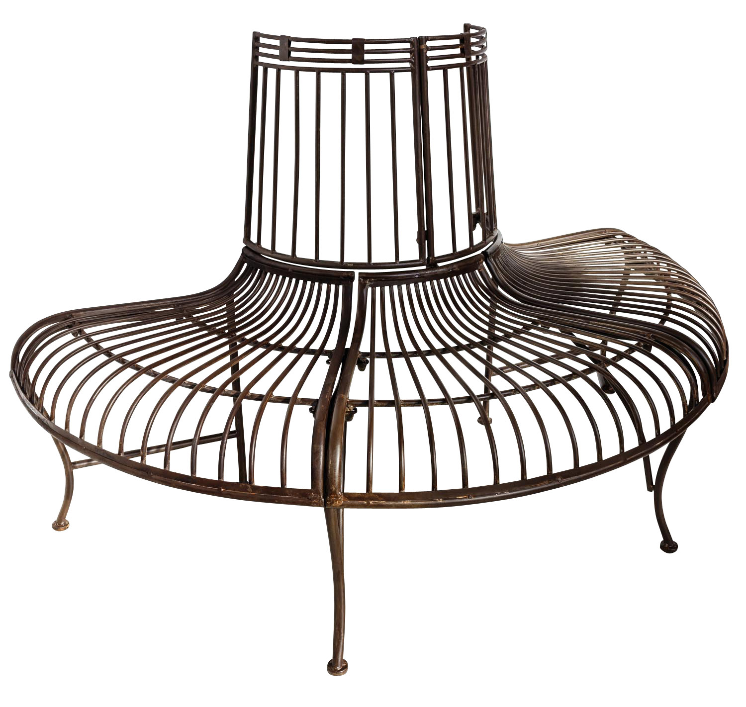 TZ-22-2 Gartenbank Bank Antik-Stil Garten Metall Eisen braun Möbel Baumbank 134cm