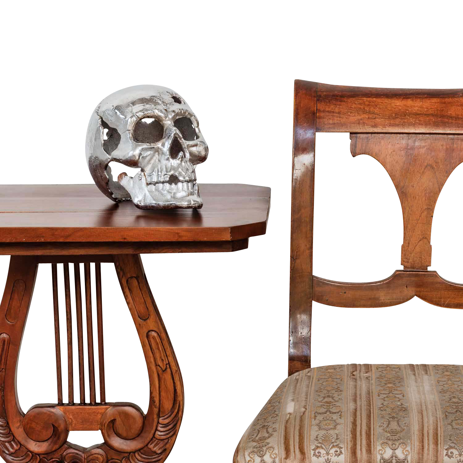 NG-88-1 Eisenfigur Totenkopf Figur Skulptur Eisen Antik-Stil 25cm (b)