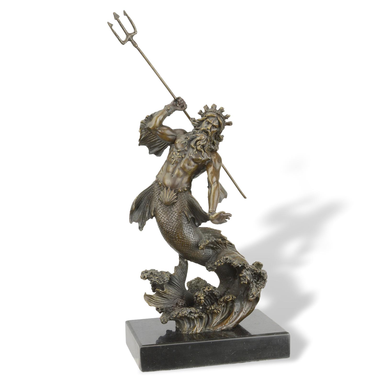 YY-112a Bronze figure poseidon god of the sea mythology sculpture antique style 30cm