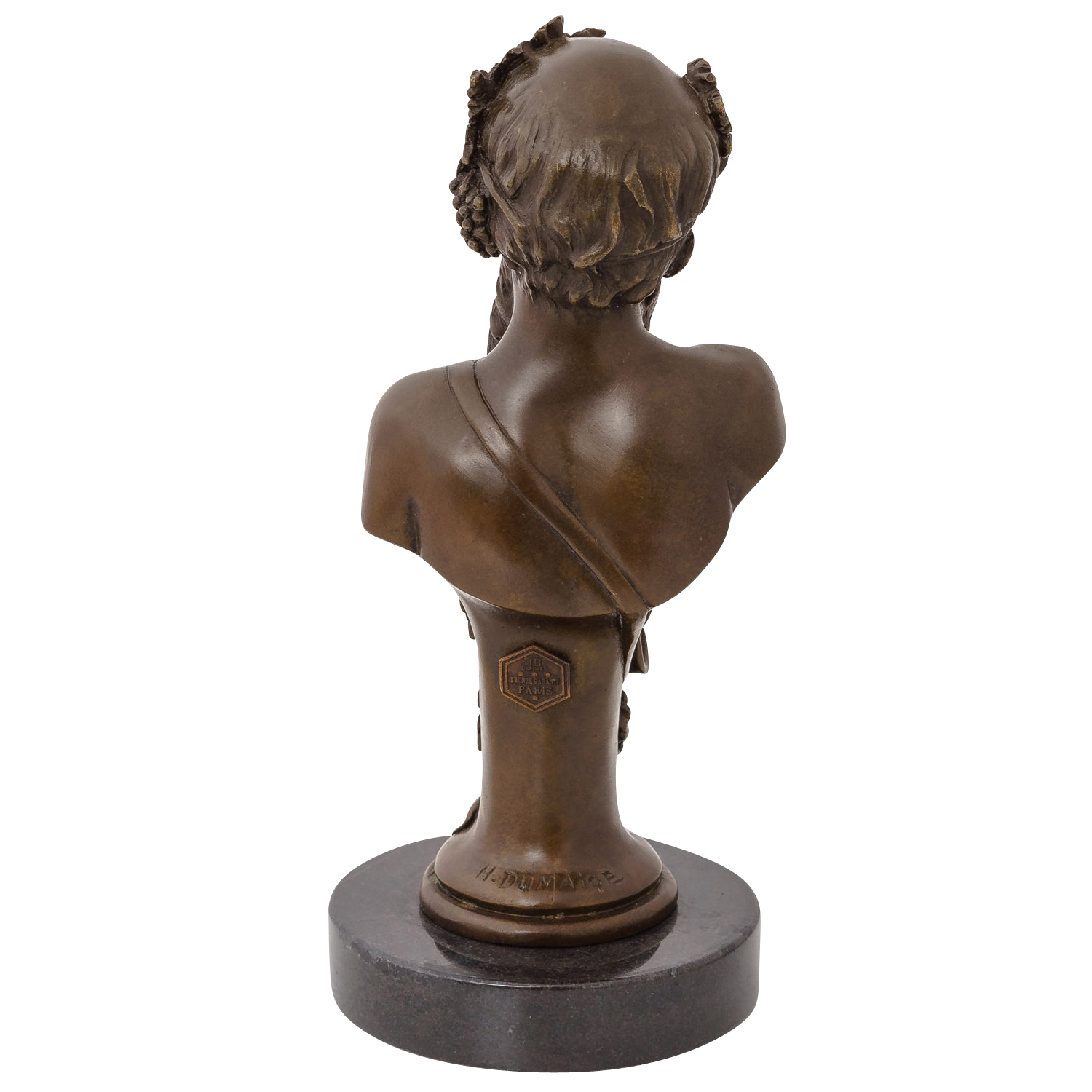 BE-64-4 Bronzefigur Bacchus römischer Gott des Wein Büste Skulptur Antik-Stil Bronze