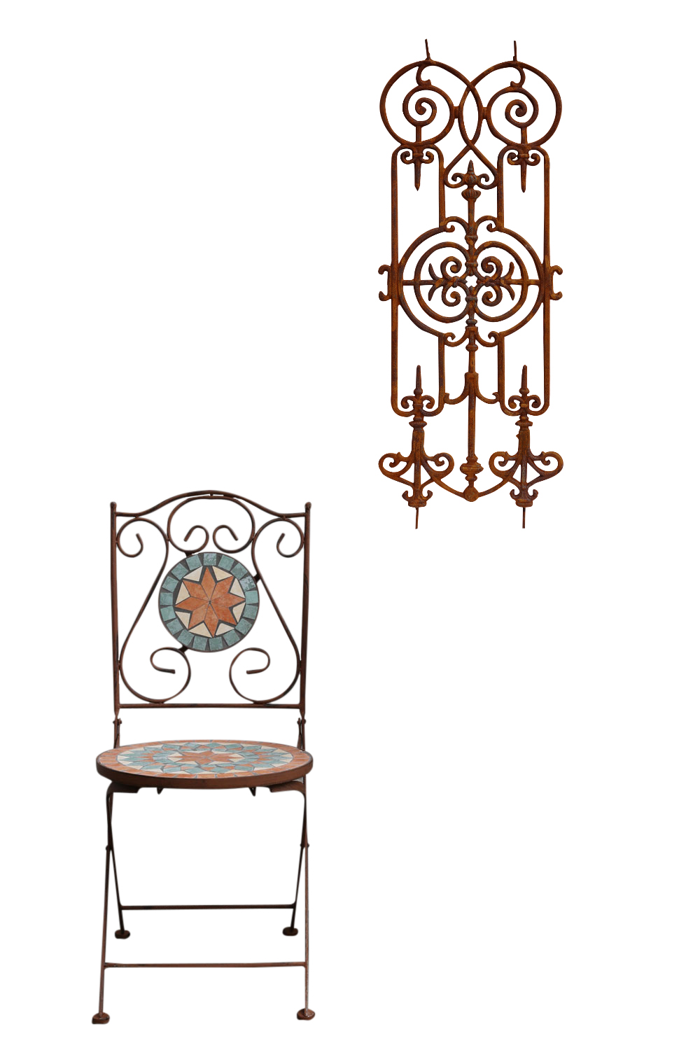 IMG_6925 Gitter Zaun Balkon Geländer Eisen Rost Antik-Stil Rankhilfe Rankgitter Garten