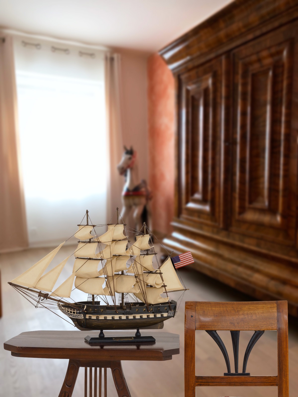 aubaho_SM02-8 Modellschiff USS Constitution Schiff Segelschiff Maritim Antik-Stil kein Bausatz