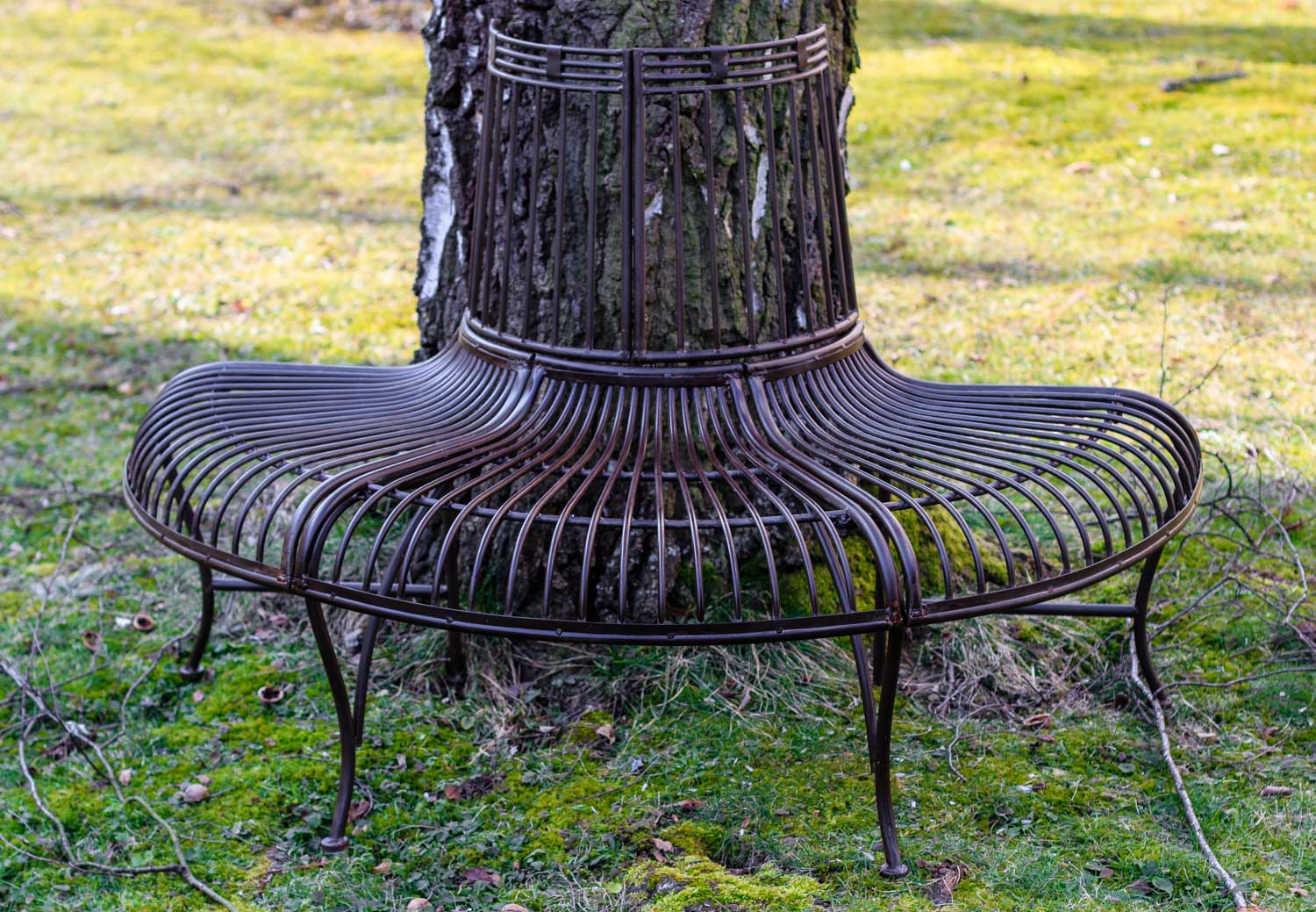 TZ-22-3 Gartenbank Bank Antik-Stil Garten Metall Eisen braun Möbel Baumbank 134cm