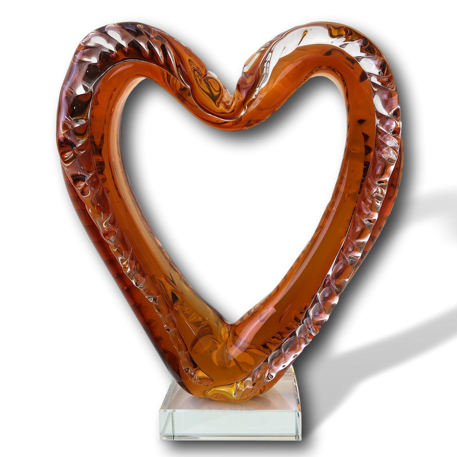aubaho-OAT-2128-1a Glasskulptur Herz Glasfigur Figur Skulptur Liebe Glas Paar Liebespaar Hochzeit