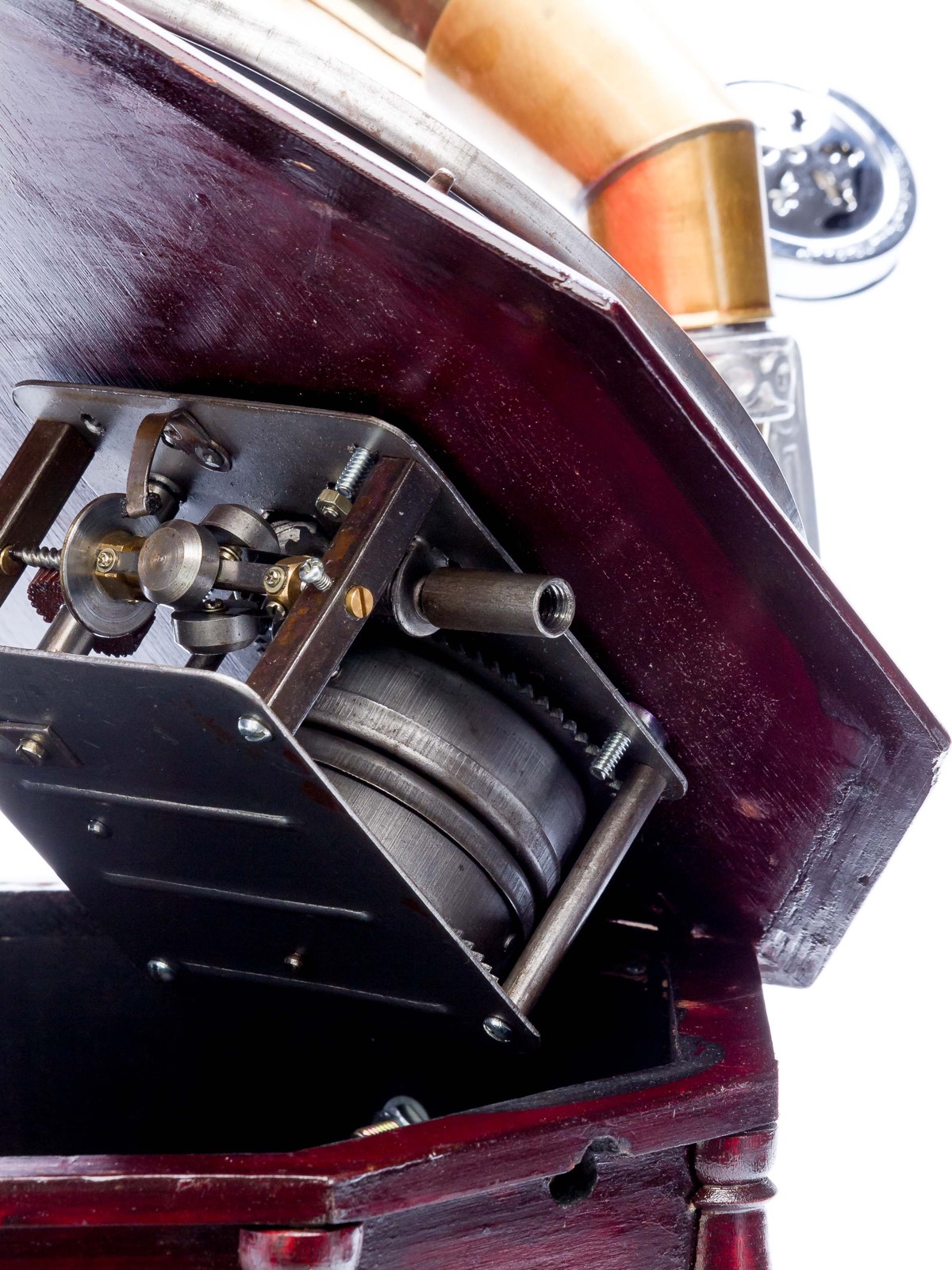 grammophon-aubaho-3 Grammophon Gramophone Trichter Grammofon mit Schellack Platte im Antik-Stil