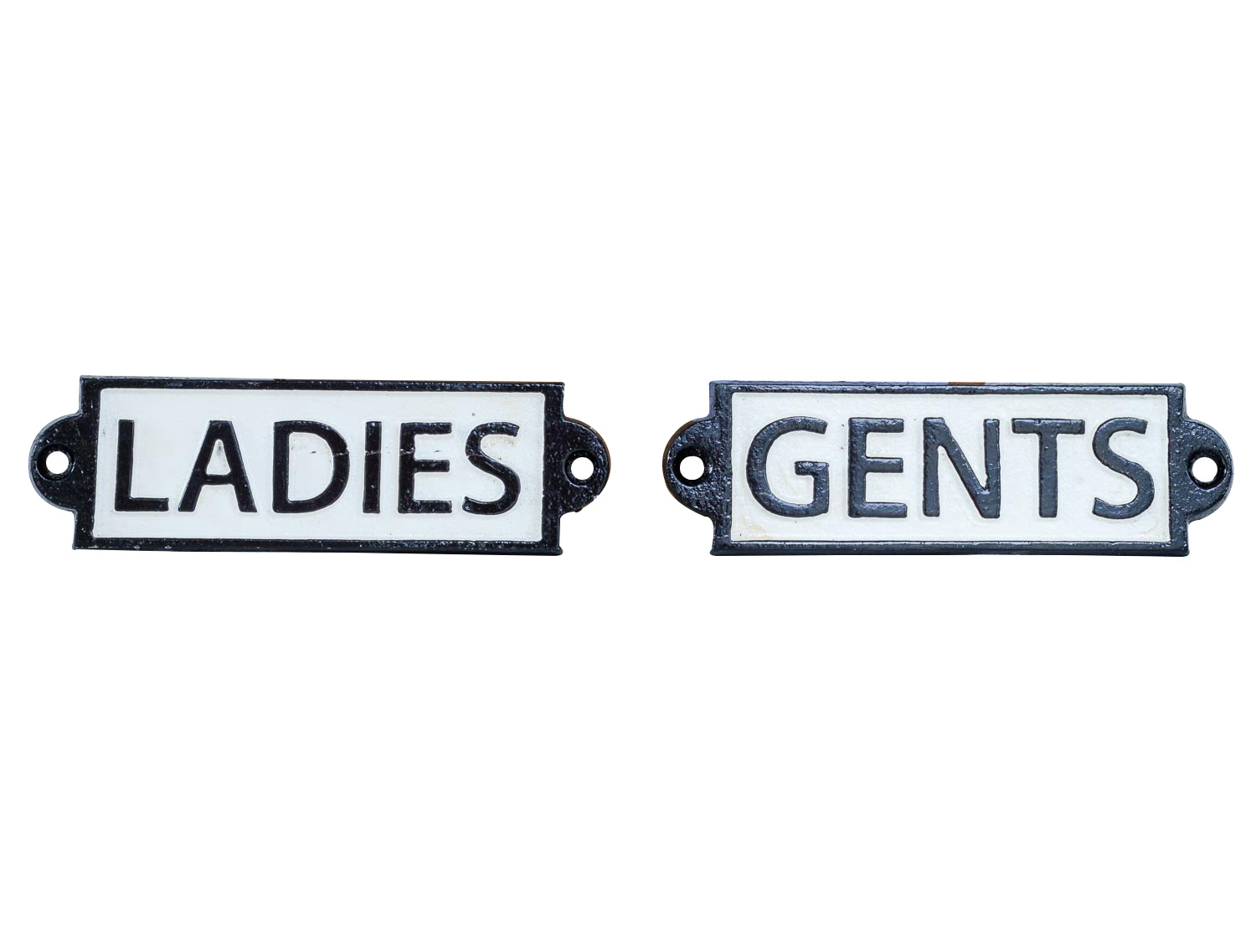 14 2x nostalgia doorplate Ladies Gents toilet cast iron 16cm plate antique style