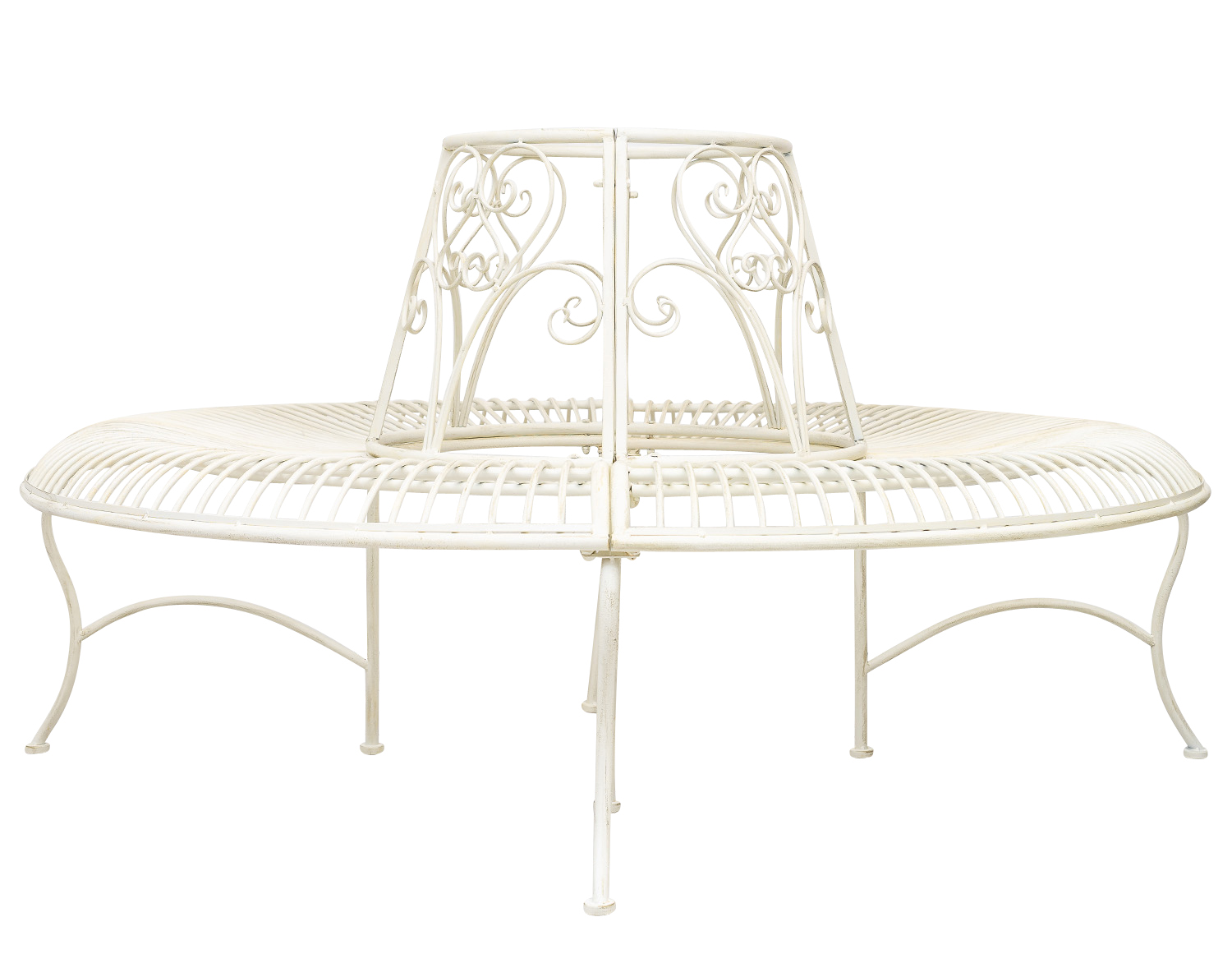 XZ-2-3 Gartenbank Baumbank Bank Garten Möbel Mobiliar Eisen creme weiss 146cm