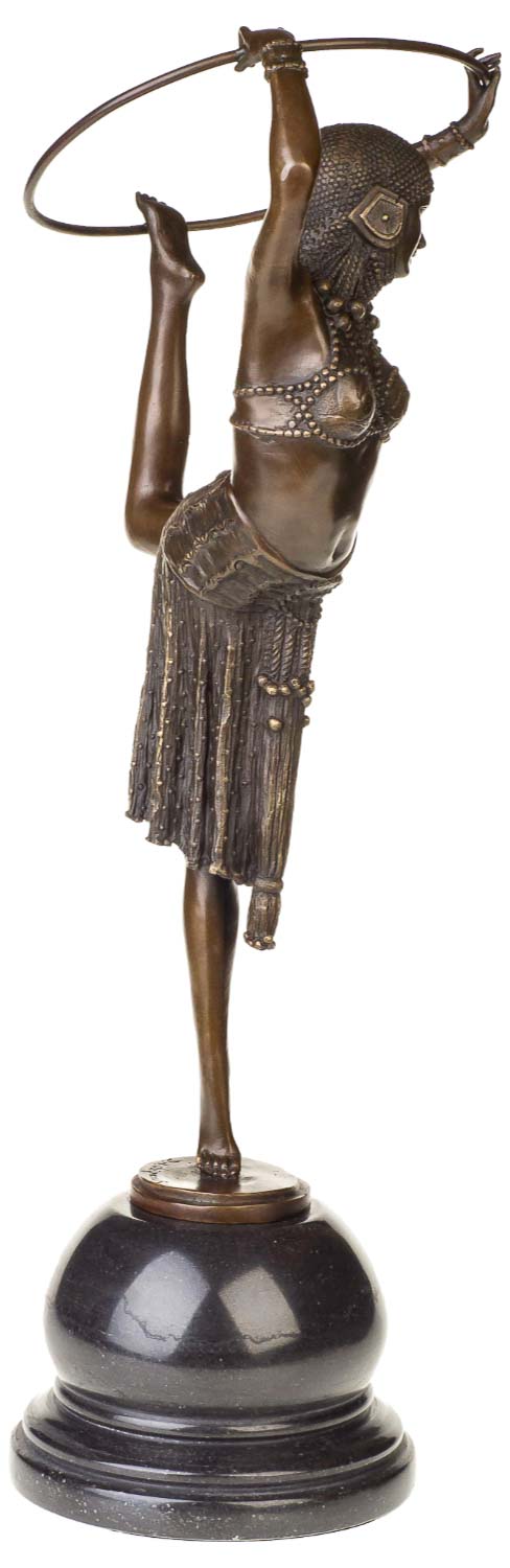 BT-165-03 Bronzeskulptur Tänzerin mit Ring Artdeco Bronze Figur Skulptur 54cm sculpture