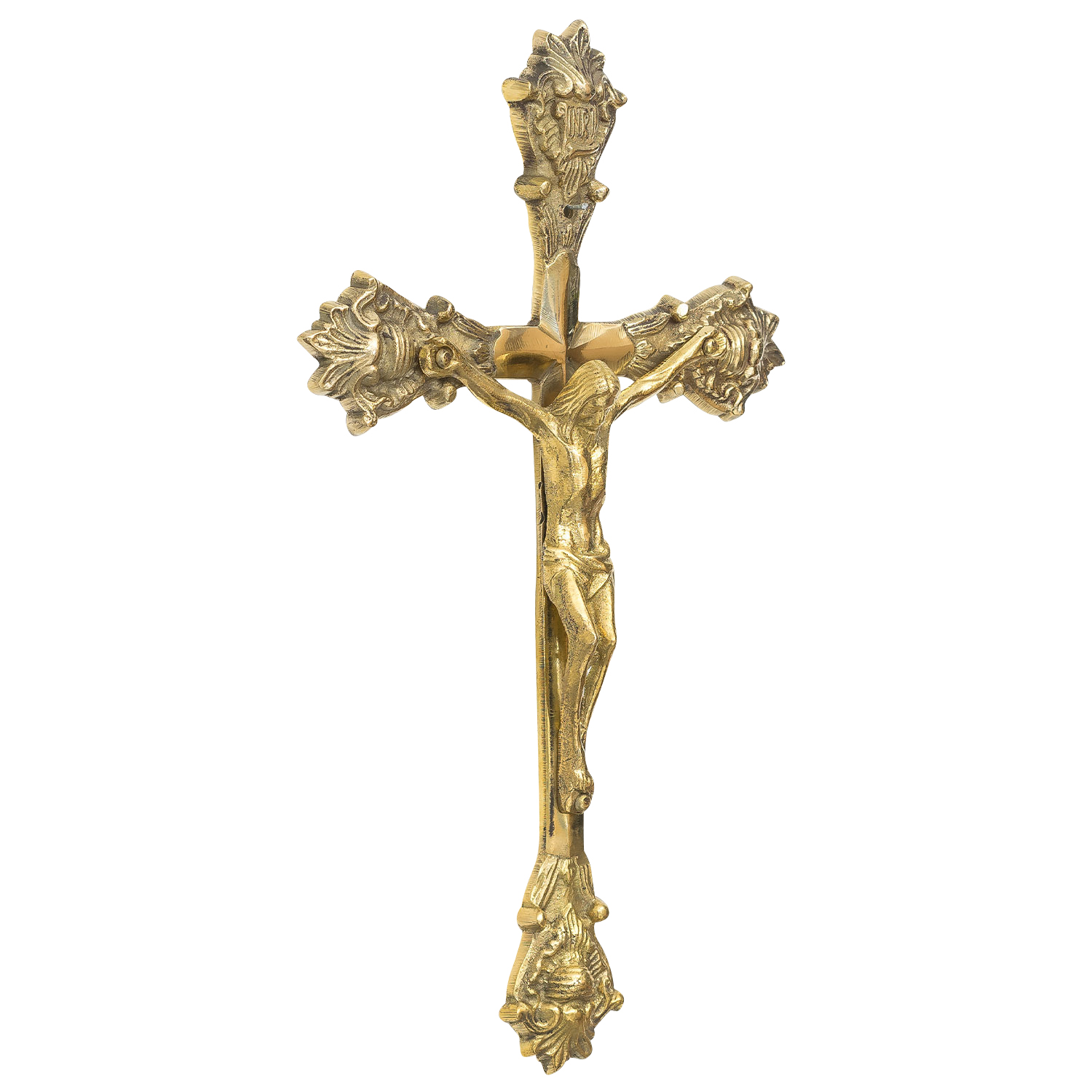 Kreuz Kruzifix Altarkreuz Kirche Wandkreuz Messing Antik-Stil 32cm