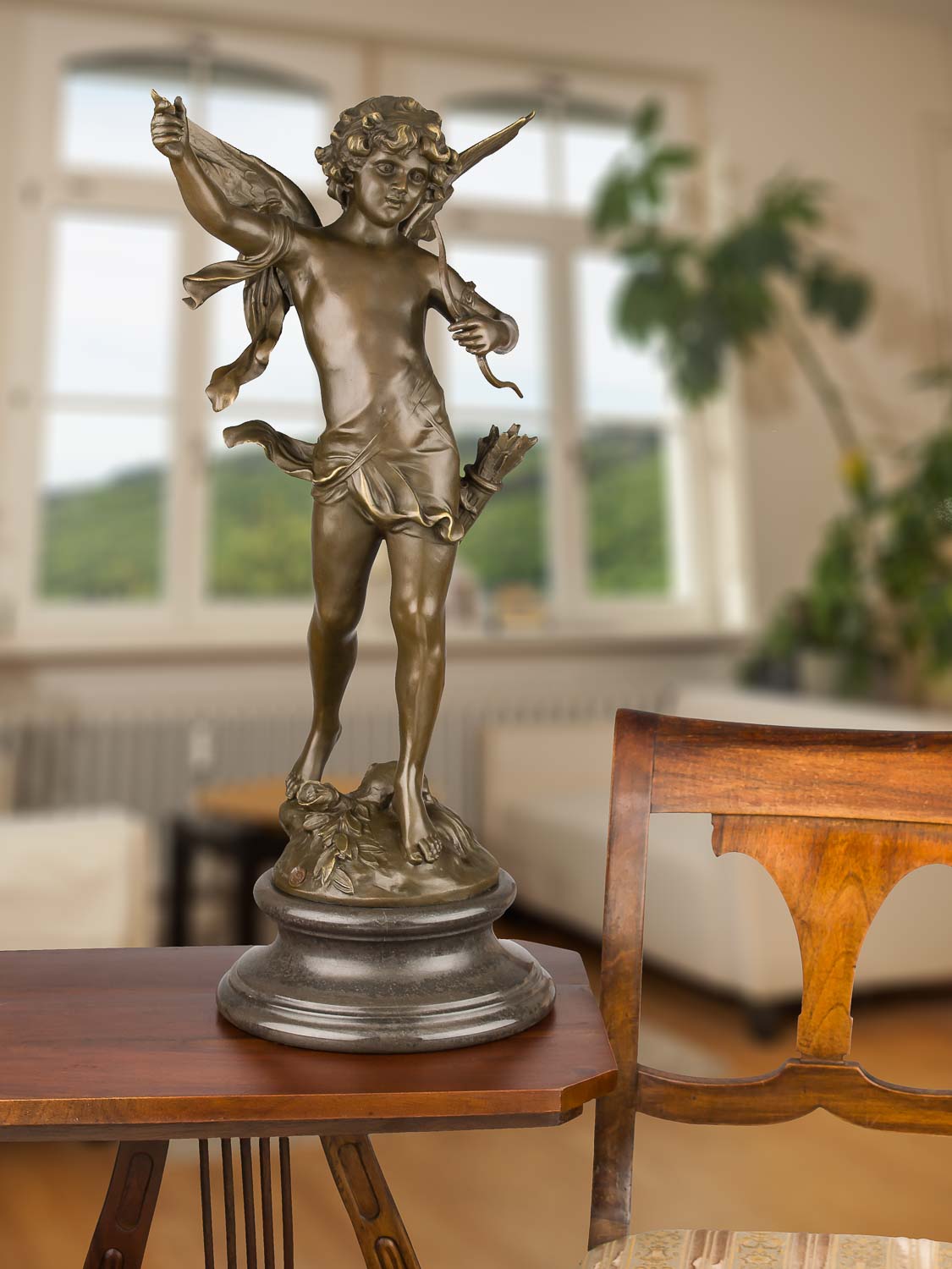 Bronzeskulptur Engel Amor im Antik-Stil Bronze Figur Statue 71cm