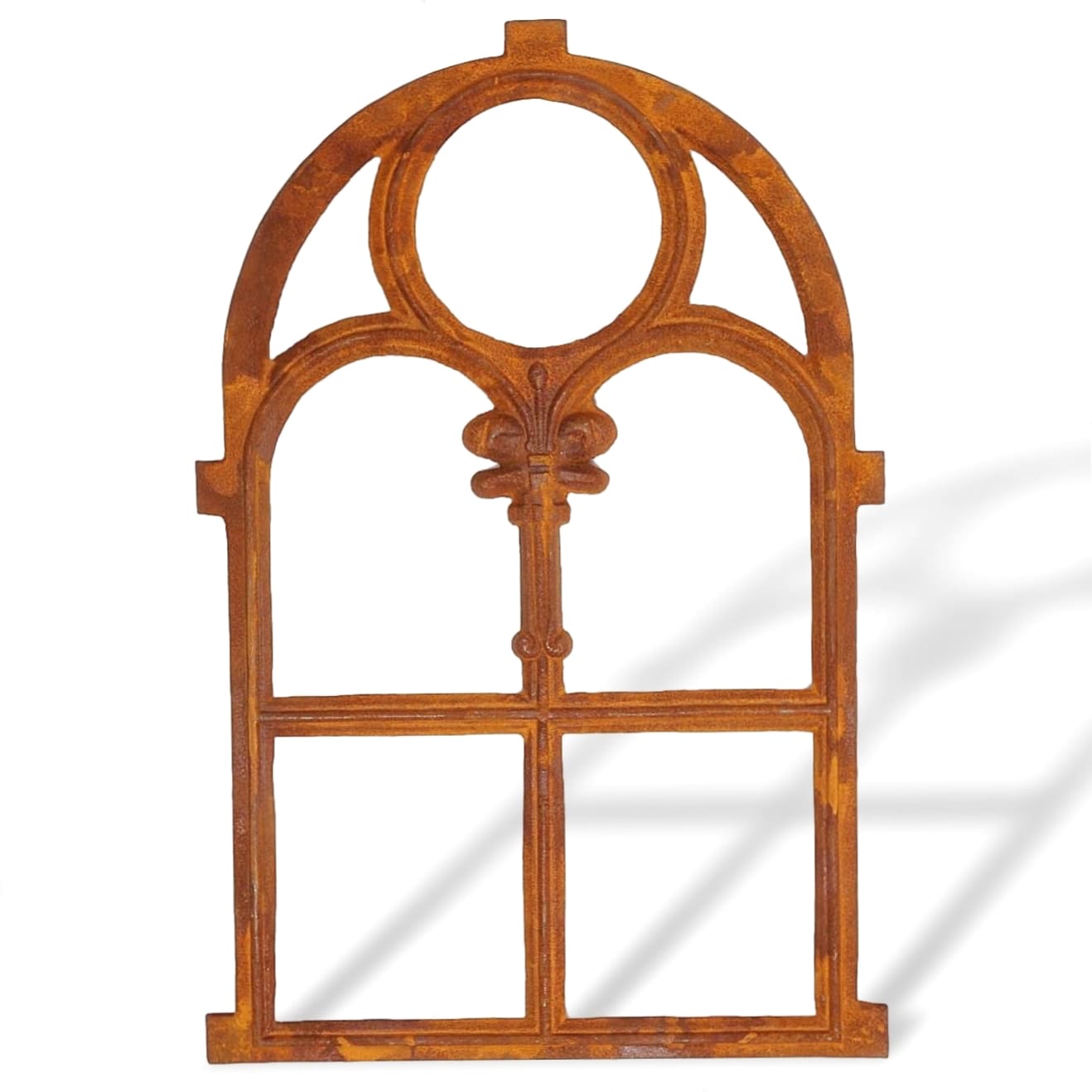 eisenfenster-rundbogen-aubaho-8711 Nostalgie Stallfenster 46x76cm Fenster Gusseisen Rahmen rostig antik Stil Eisen