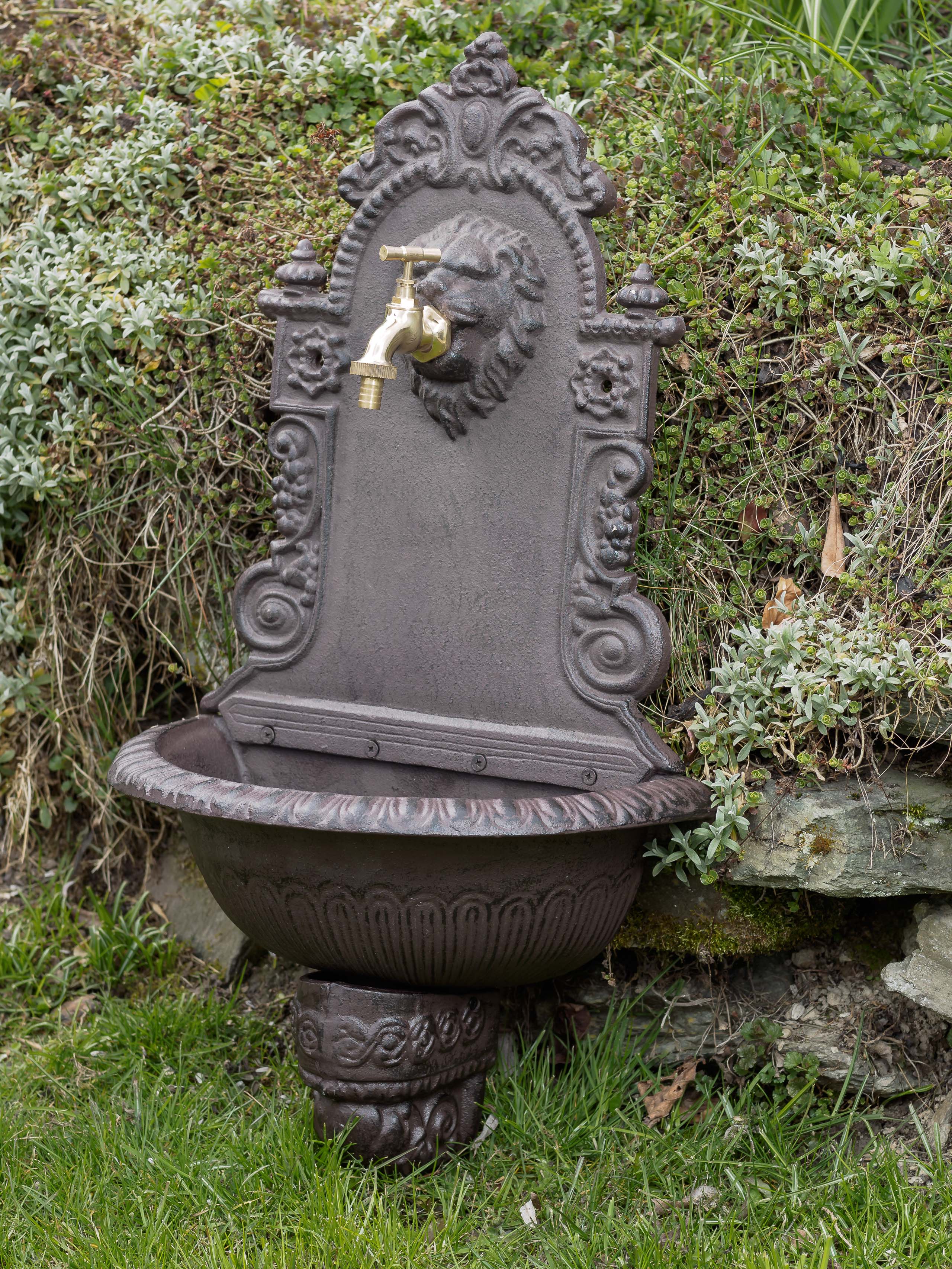 Waschbecken Wandbrunnen Garten Eisen Nostalgie Stil Löwe Brunnen