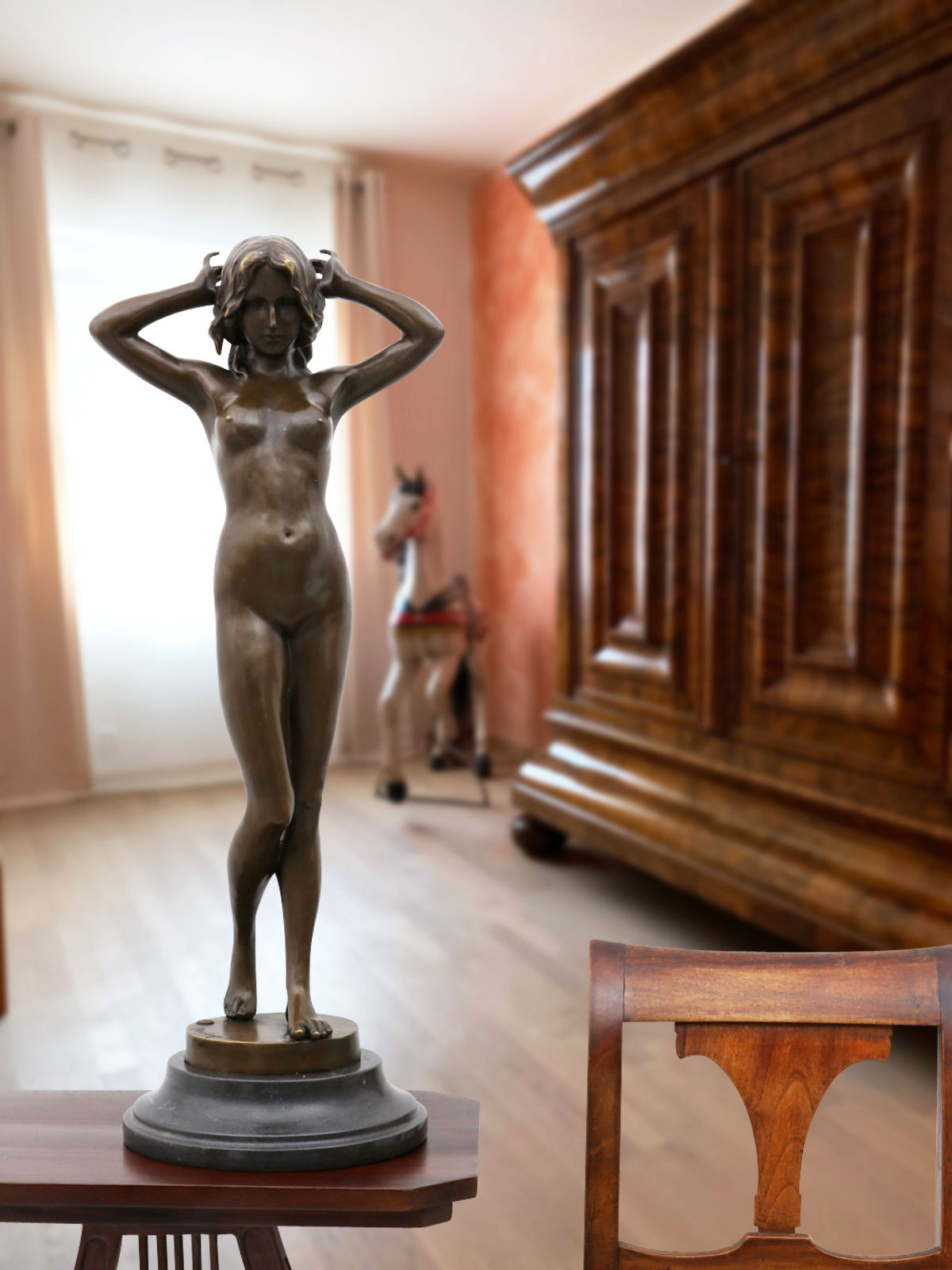 VG-112-6x Bronzeskulptur Frau Erotik erotische Kunst Antik-Stil Bronze Figur Statue 78cm