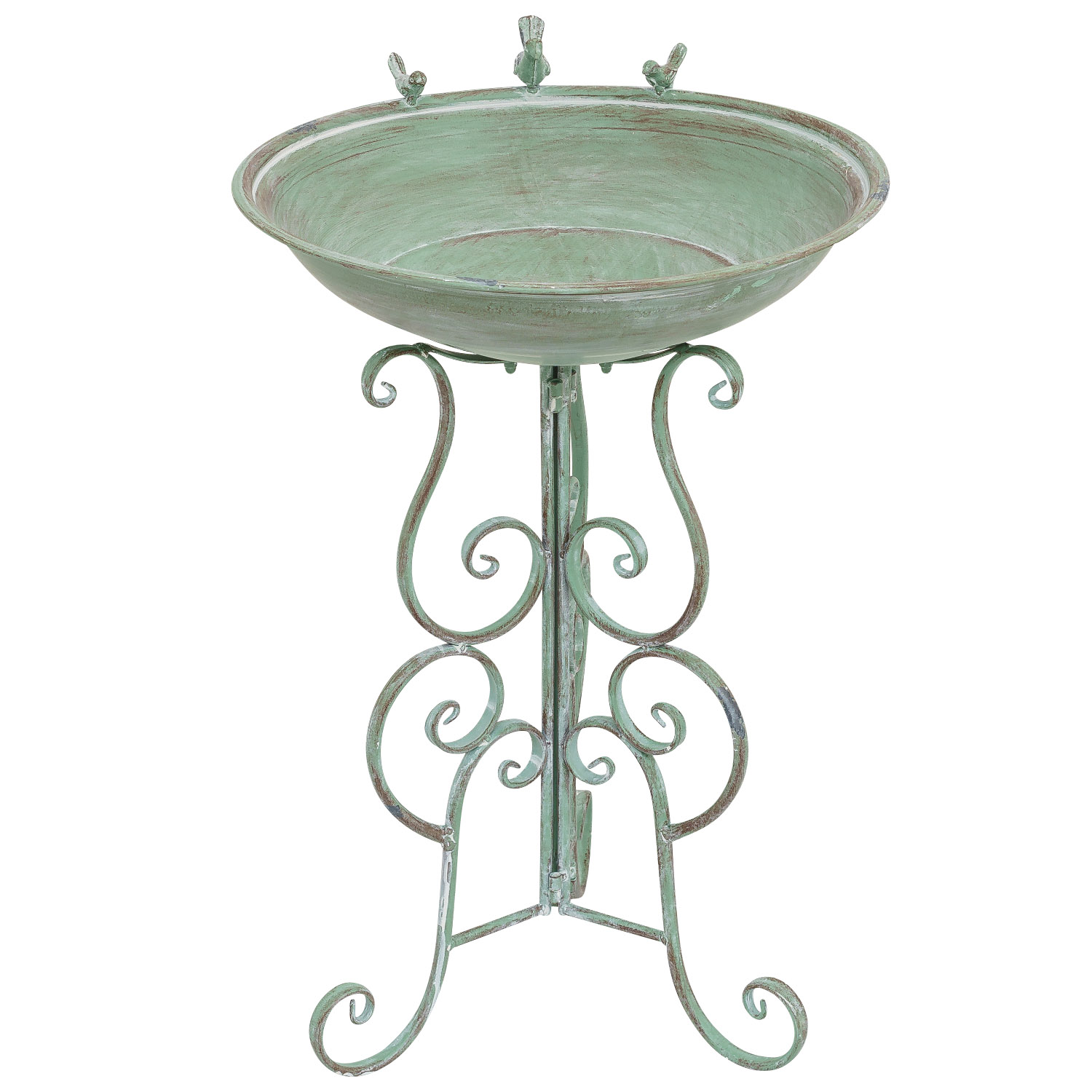 TZ-94-1 Vogeltränke Vogelbad Vogelbecken Garten Vogel Tränke Metall Antik-Stil grün 76cm