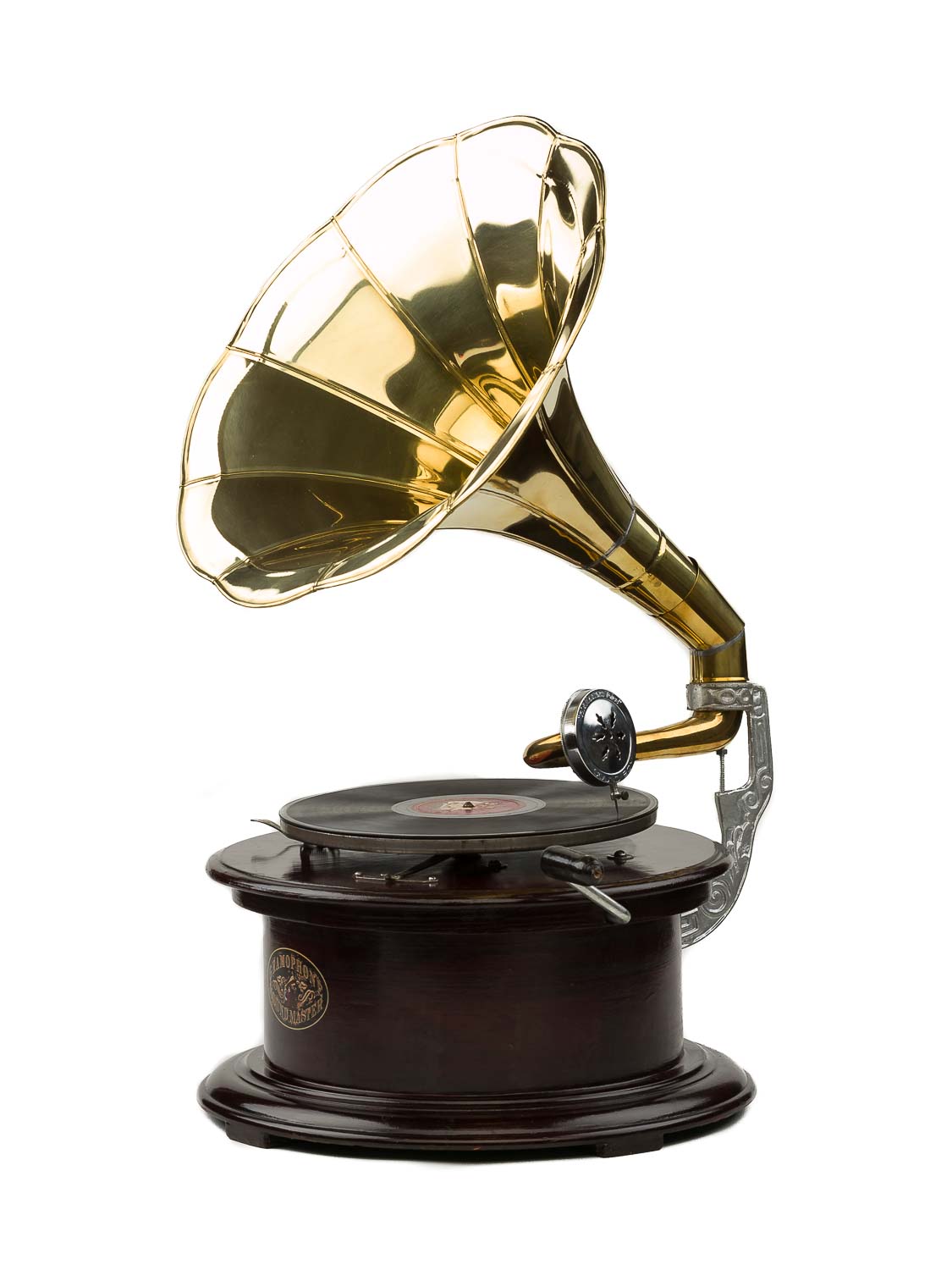 Grammophon 70cm Schellackplatte Holz Trichter Trichtergrammophon antique style