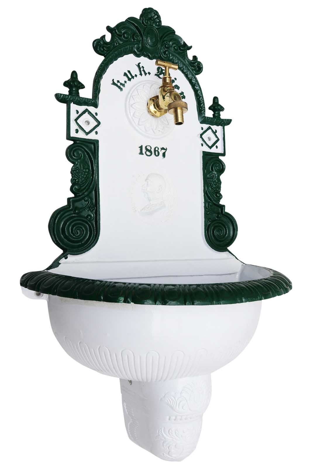 aubaho-LS-206-WG1_3 Brunnen 72cm Wandbrunnen Alu Waschbecken im Nostalgie Antik-Stil Kaiser Wien