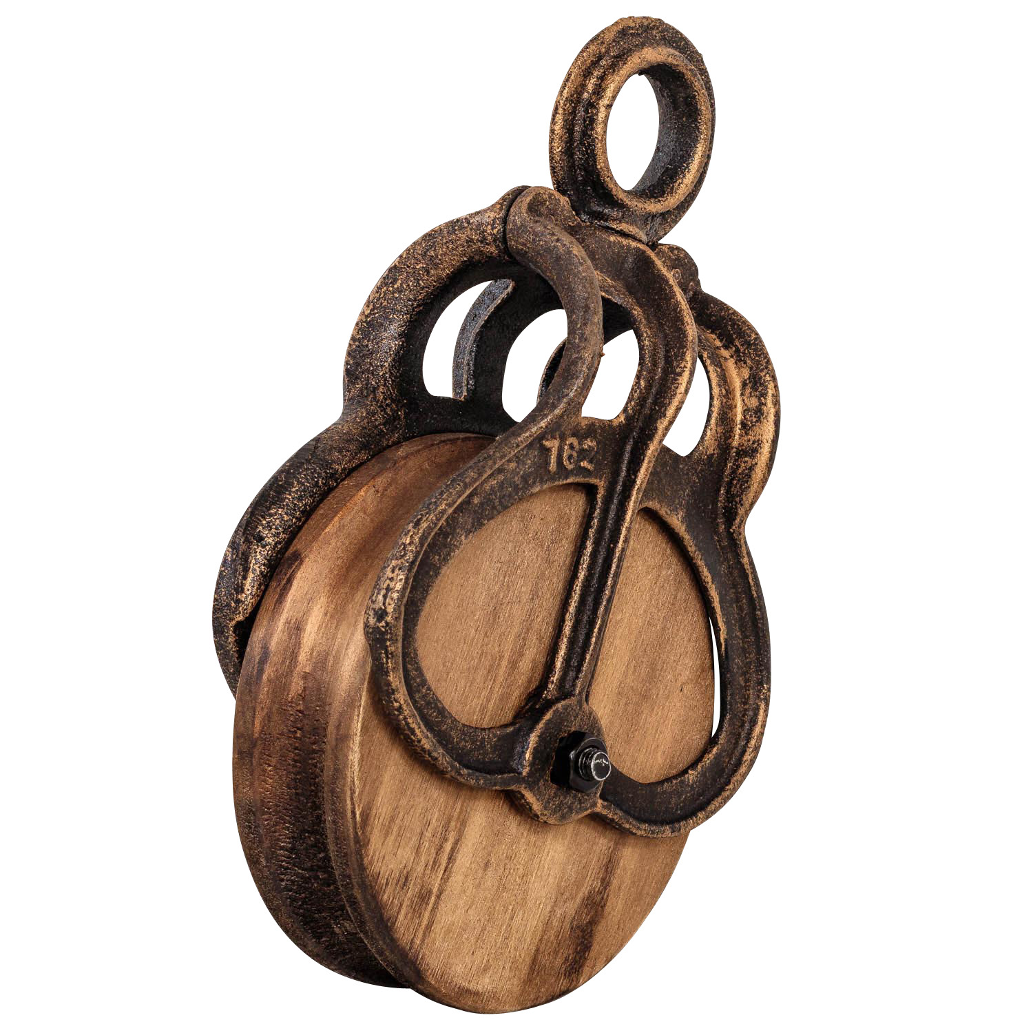KL-2-4 Flaschenzug Umlenkrolle Seilzug Rolle Eisen Werkzeug Antik-Stil 26cm