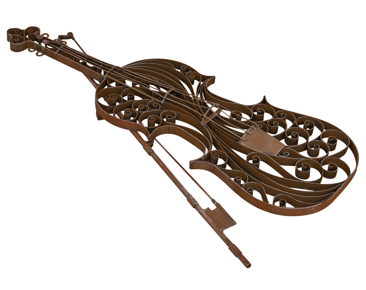 TZ-37-4 Geige Violine Dekoration Instrument Wanddekoration Metall Modell Garten 83cm