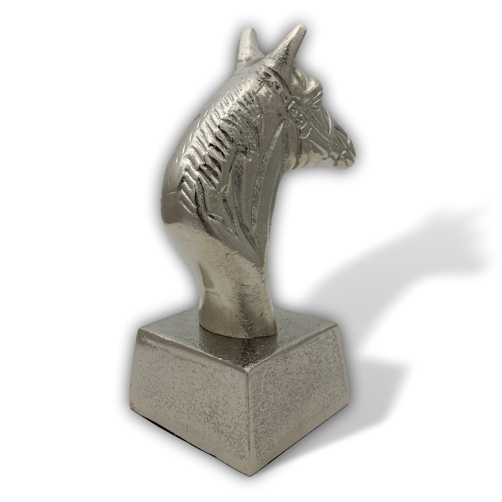 aubaho-22585-2 Skulptur Pferd 19cm Büste Pferdekopf Statue Figur Aluminium Antik-Stil