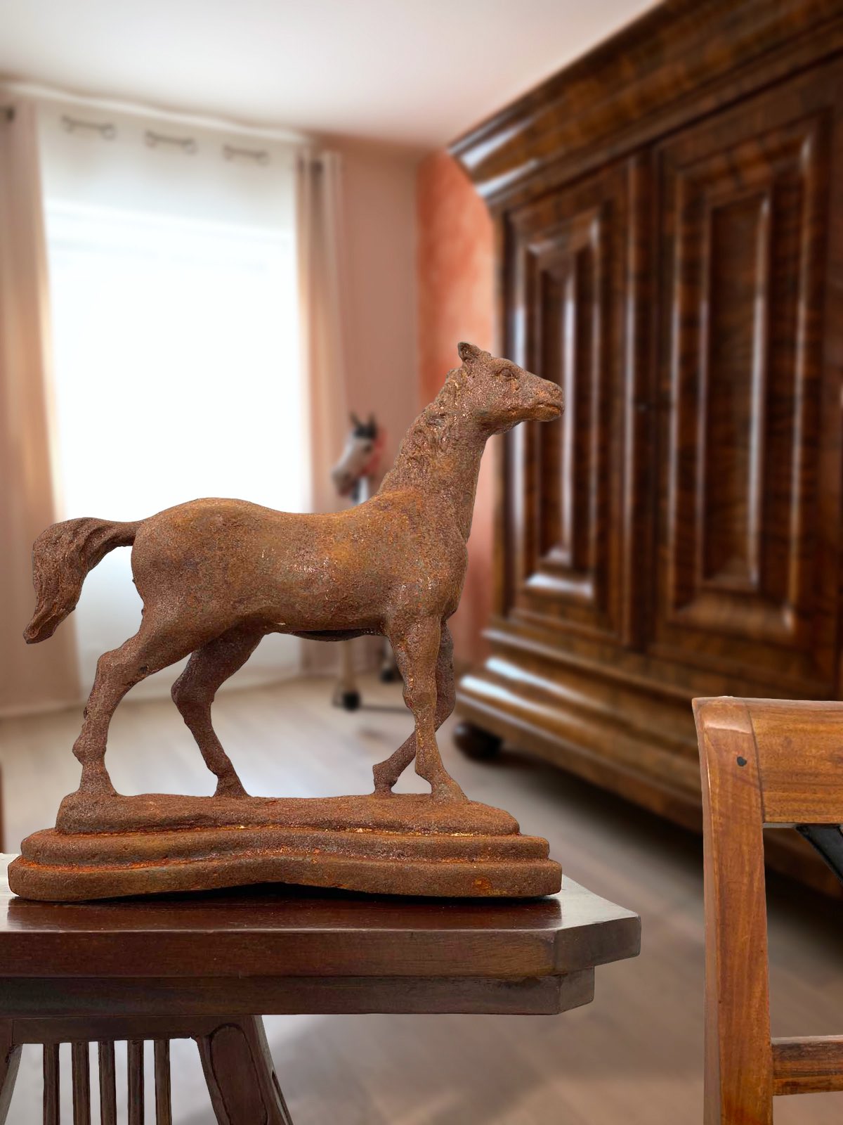 aubaho-pferd-16-5 Skulptur Pferd Statue Figur Eisen Rost Garten Dekoration 31cm Antik-Stil