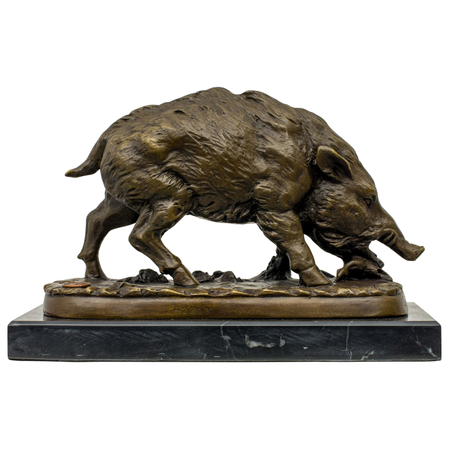 KF-15-2 Bronzeskulptur Wildschwein im Antik-Stil Bronze Figur 22cm