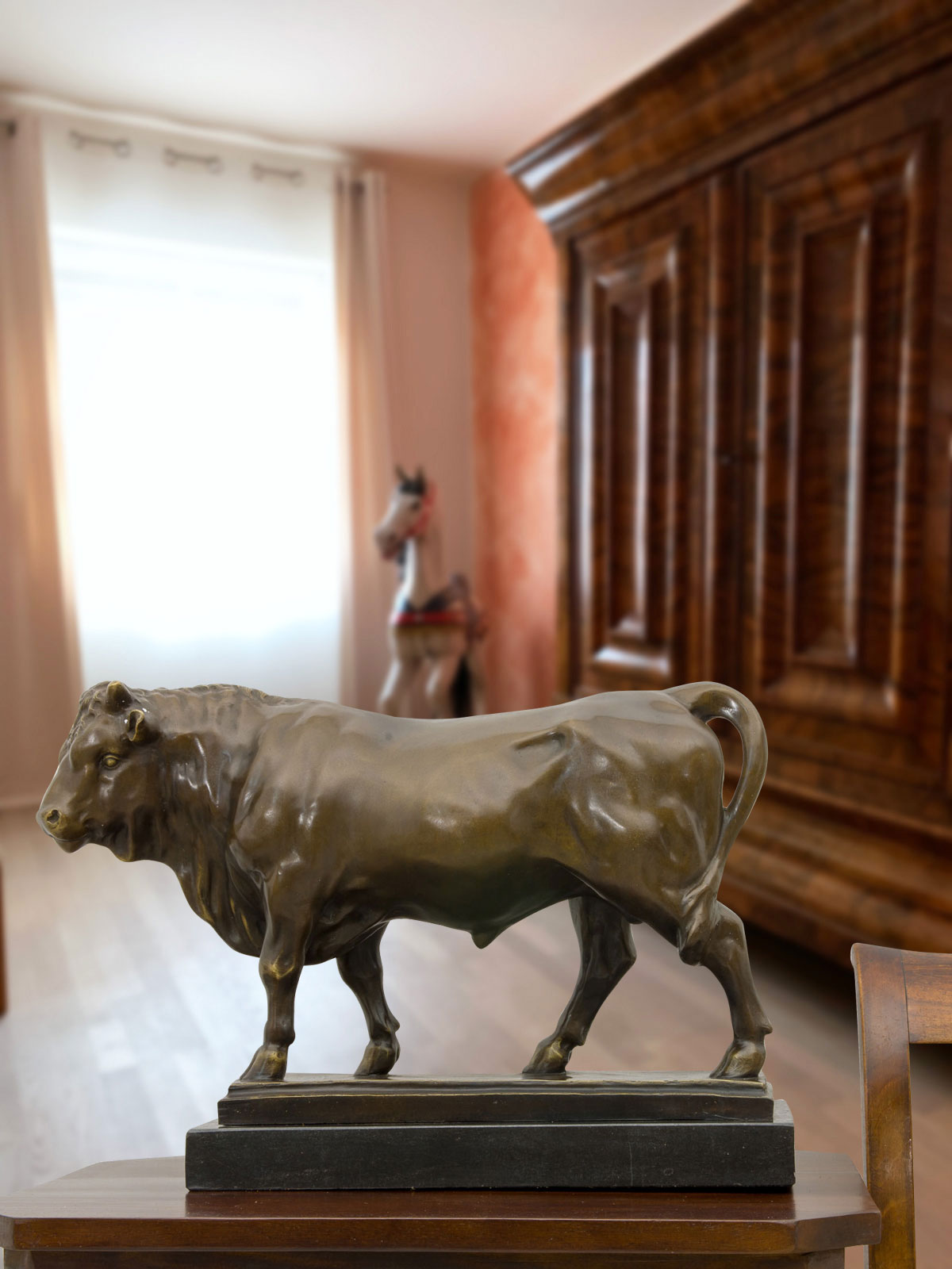 YY-10-6 Bronzeskulptur Stier im Antik-Stil Bronze Figur Statue 50cm