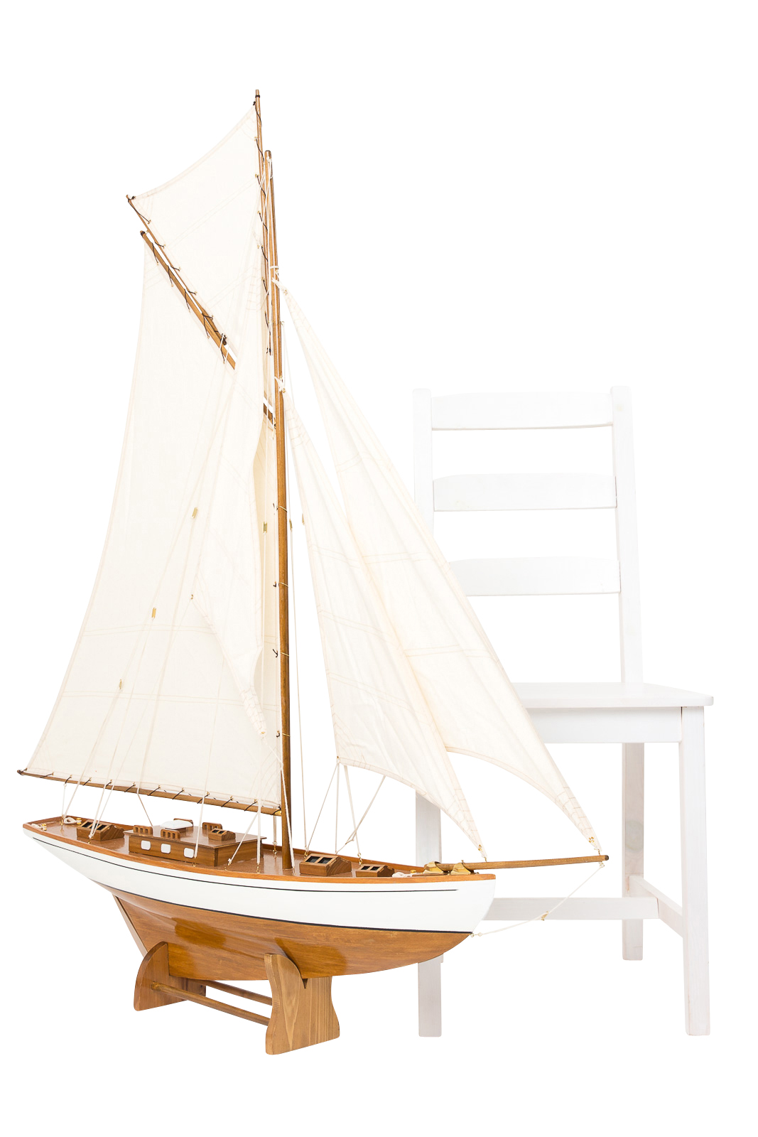 aubaho-150205-s1-02578c94dbea256 Modellschiff Segelyacht Yacht Holz Schiff Boot Segelschiff Schiffsmodell H:135cm