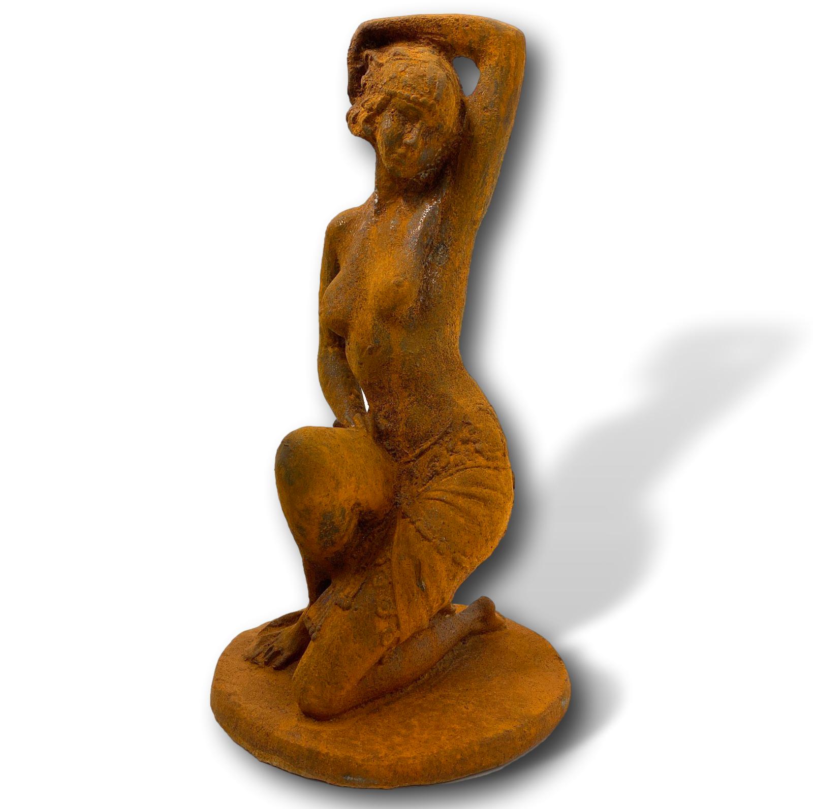 aubaho-FY31-R-1a Gartenskulptur Frau Akt Erotik Eisen Garten Rost Eisenfigur Skulptur Antik-Stil