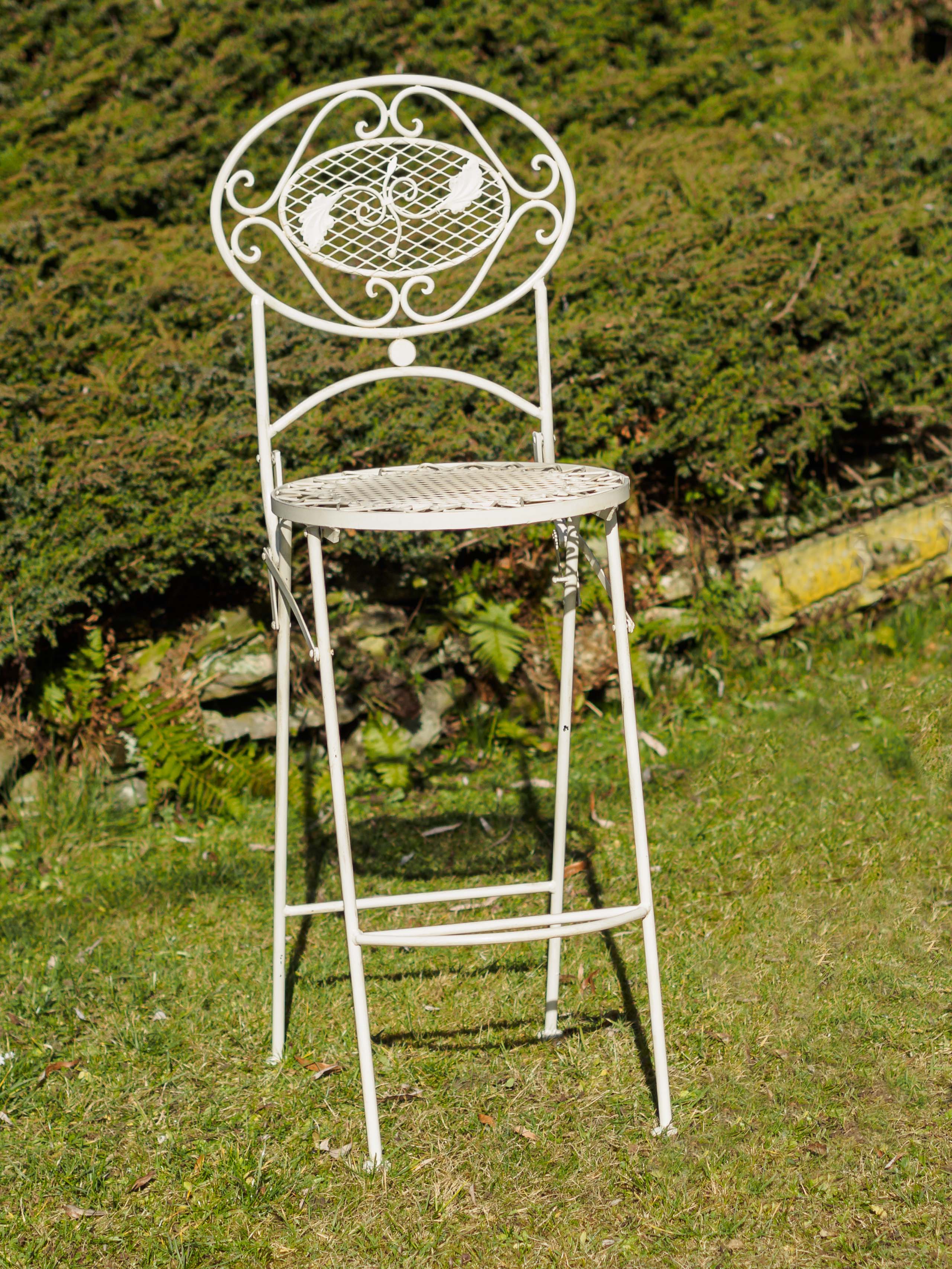 Barhocker Bar Stuhl Gartenstuhl Klappstuhl Antikstil cremeweiß garden chair