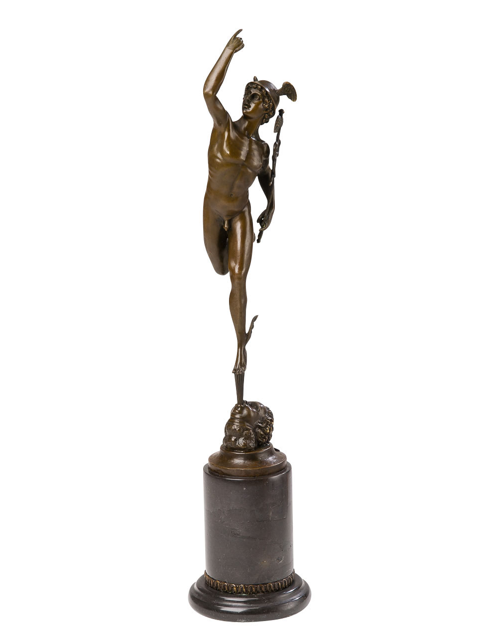 im-bronze129a Bronzeskulptur Skulptur Hermes Merkur nach Giambologna Figur Antik-Stil ReplikBronzeskulptur Skulptur Hermes Merkur nach Giambologna Figur Antik-Stil Replik
