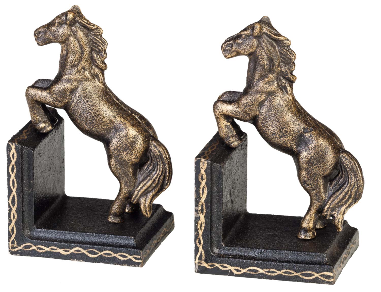 XL-51-03 2 Buchstützen Buchständer Pferd Figur Eisen 16cm Antik-Stil