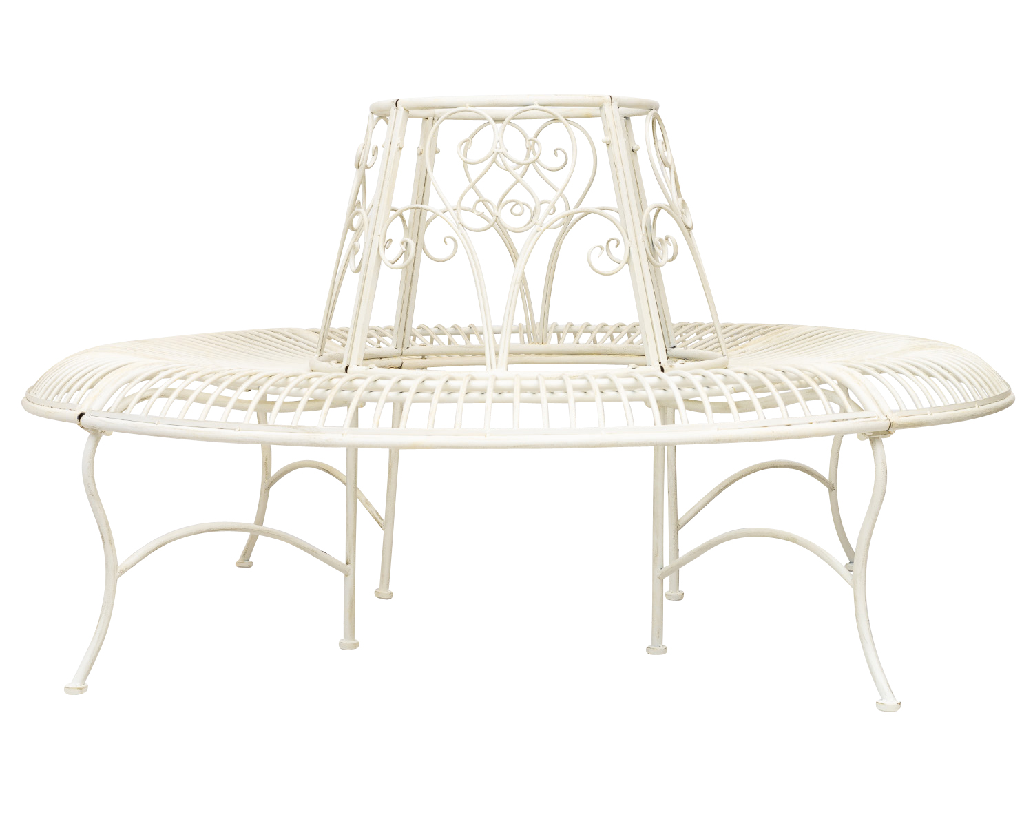 XZ-2-2 Gartenbank Baumbank Bank Garten Möbel Mobiliar Eisen creme weiss 146cm