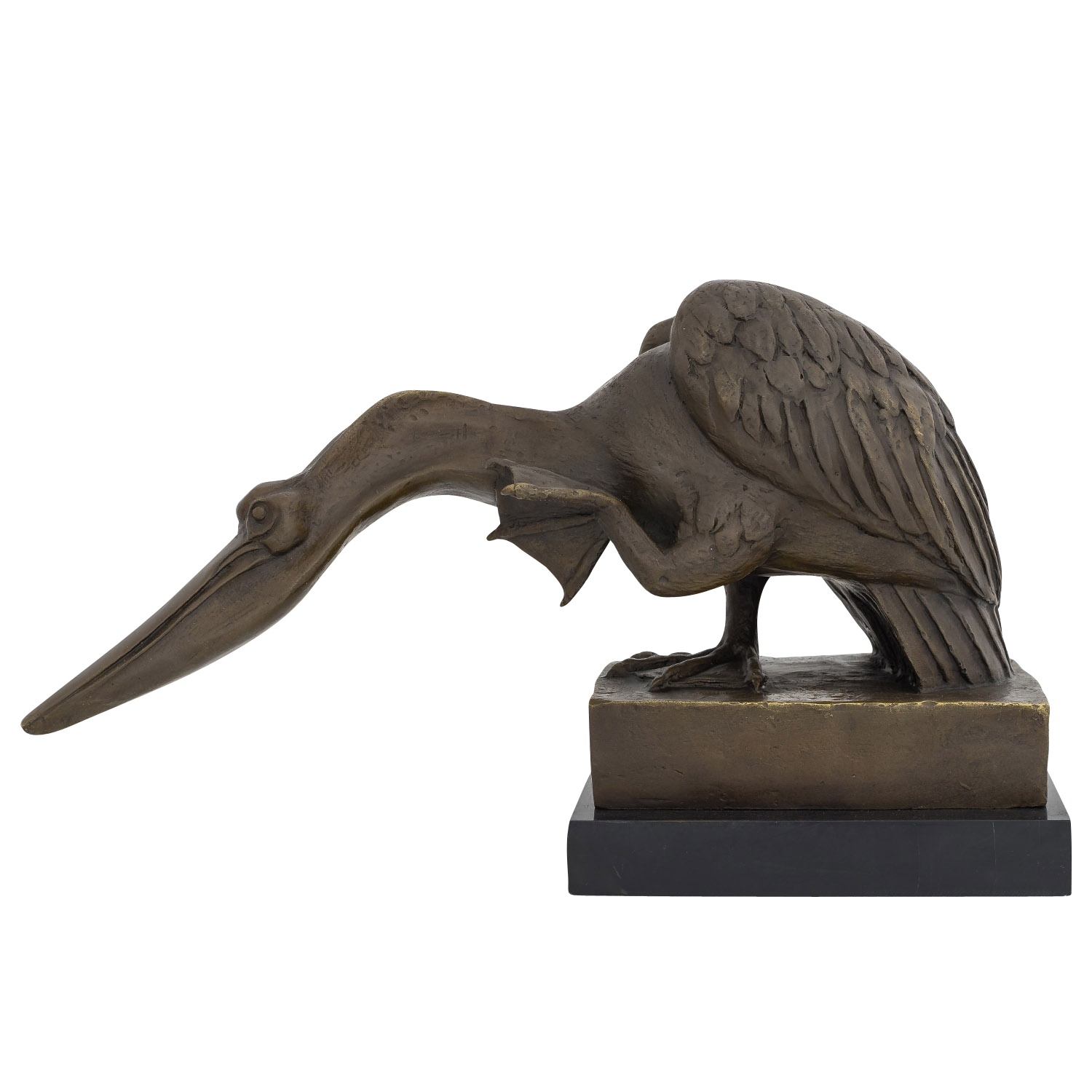 Bronzeskulptur Pelikan Stein Wasservogel Bronze Figur Statue Antik-Stil 40cm