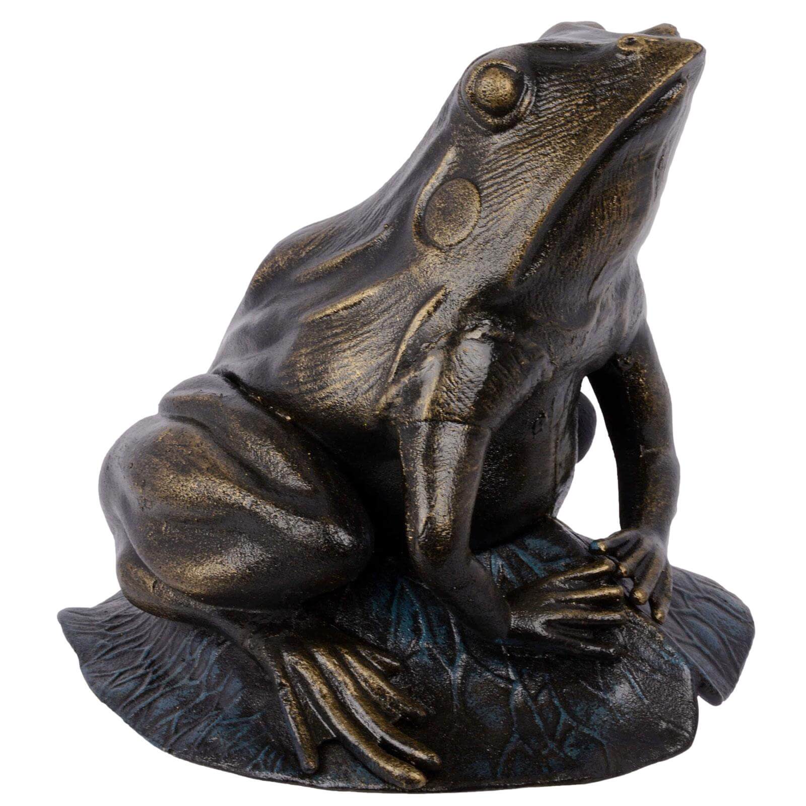 Iron sculpture frog toad figure iron garden decoration antique style 26cm