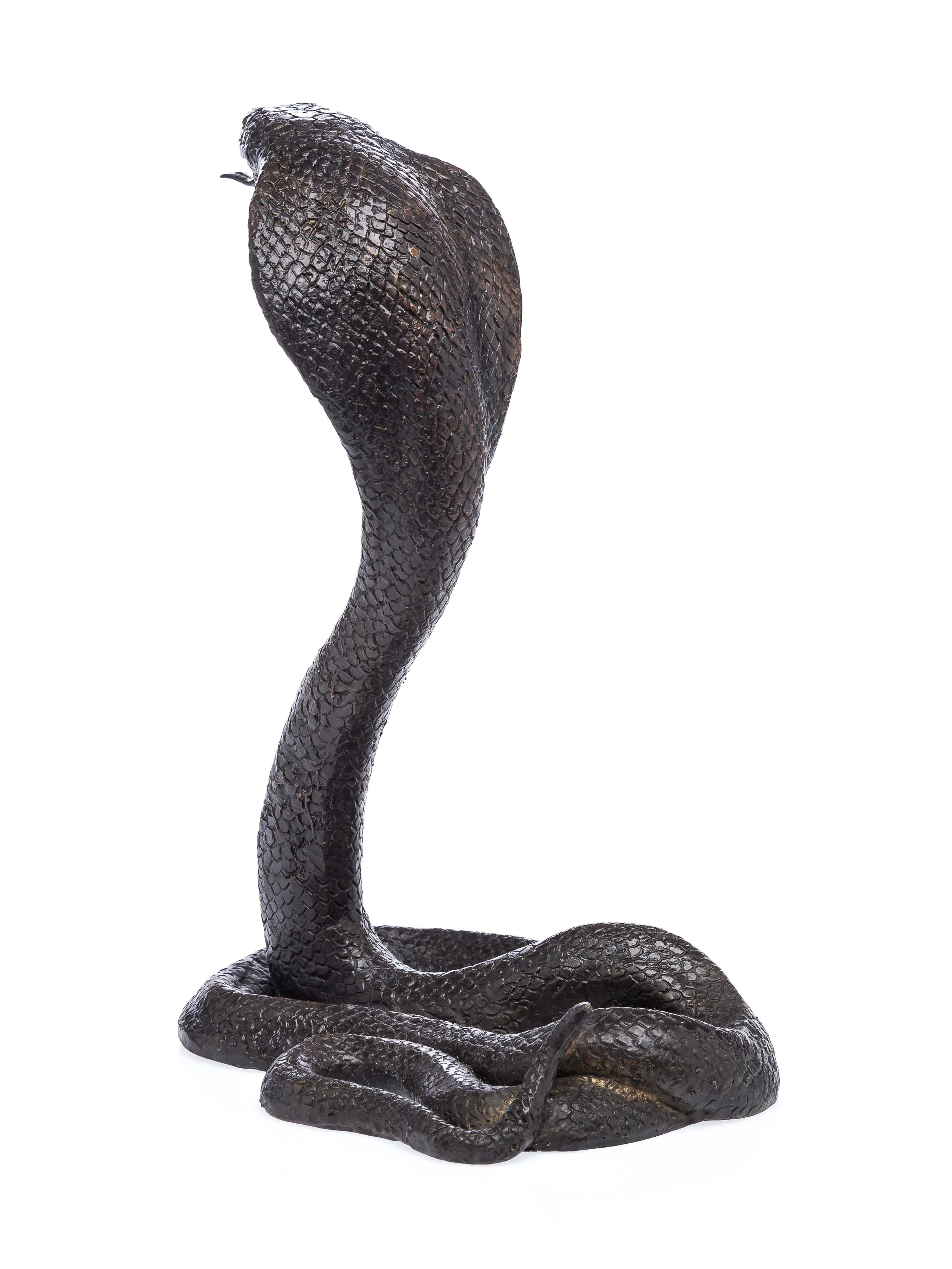 Bronze Skulptur Schlange Kobra Cobra Bronzeskulptur Statue Bronzefigur 28cm