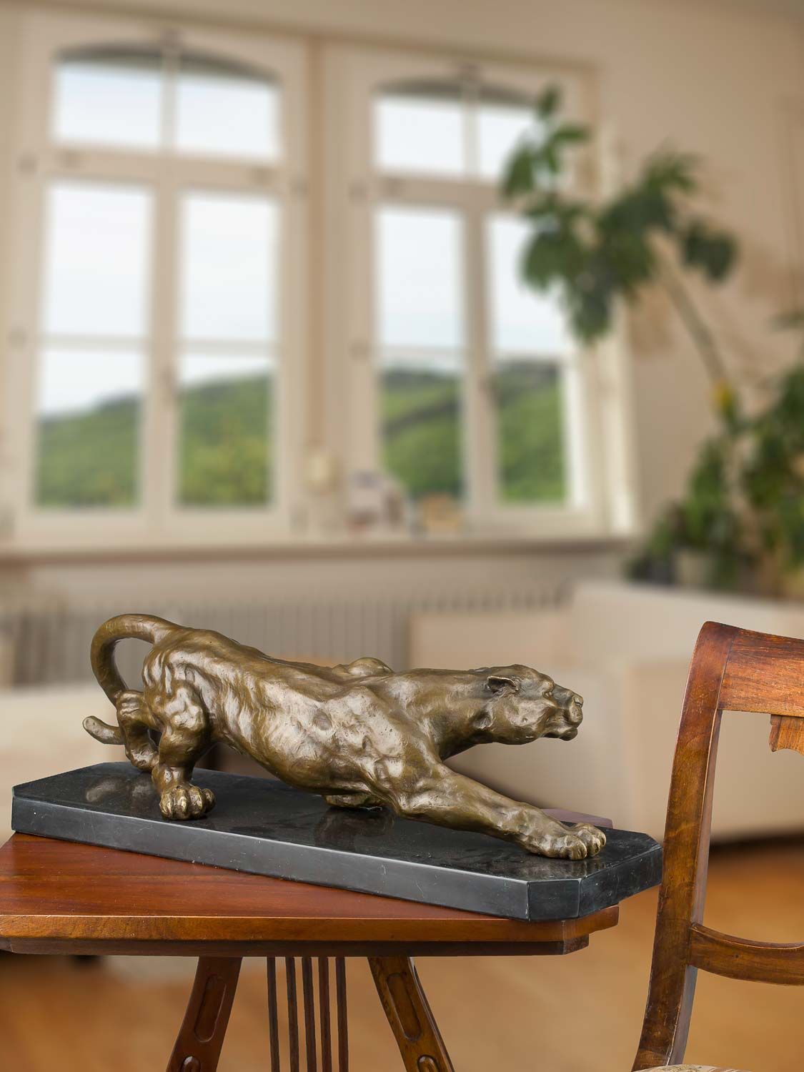 BR-88-0643afUKYqMtVw1 Bronzeskulptur Panther im Antik-Stil Bronze Figur Statue 65cm - 13kg