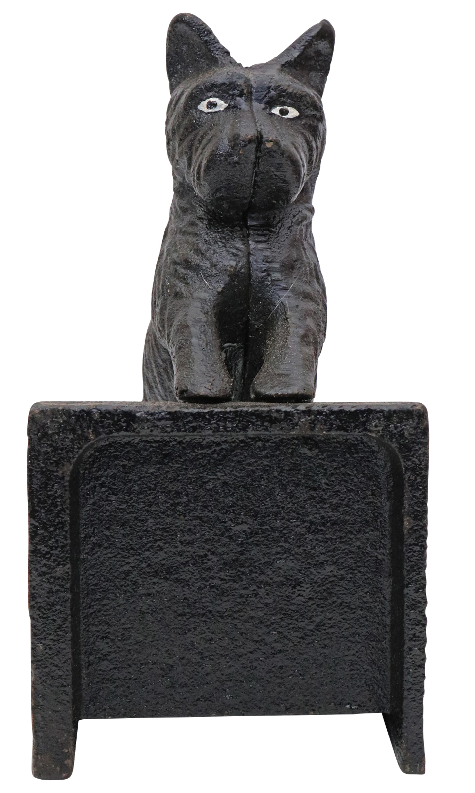 XL-48_1 2 Buchstützen Buchständer Spitz Schnauzer Terrier Hund Figur Eisen Antik-Stil