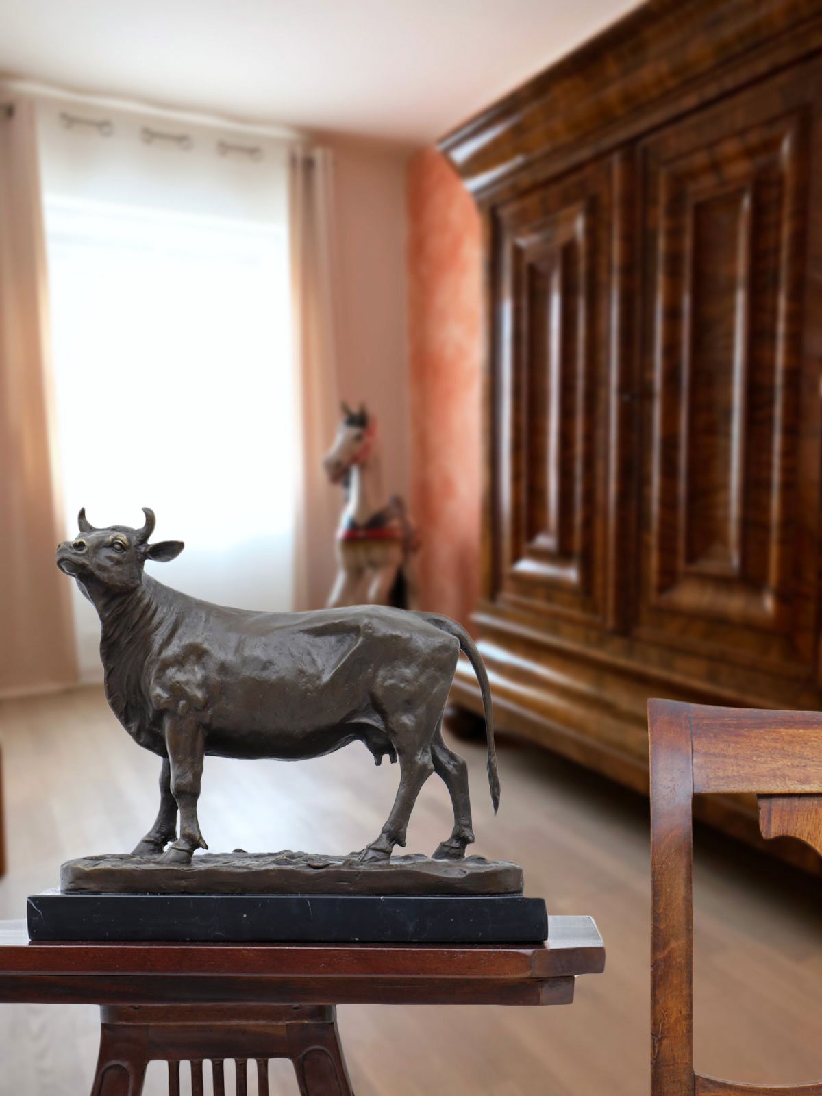 Bronzeskulptur Bulle Ochse Kuh Stier im Antik-Stil Bronze Figur Statue 35cm
