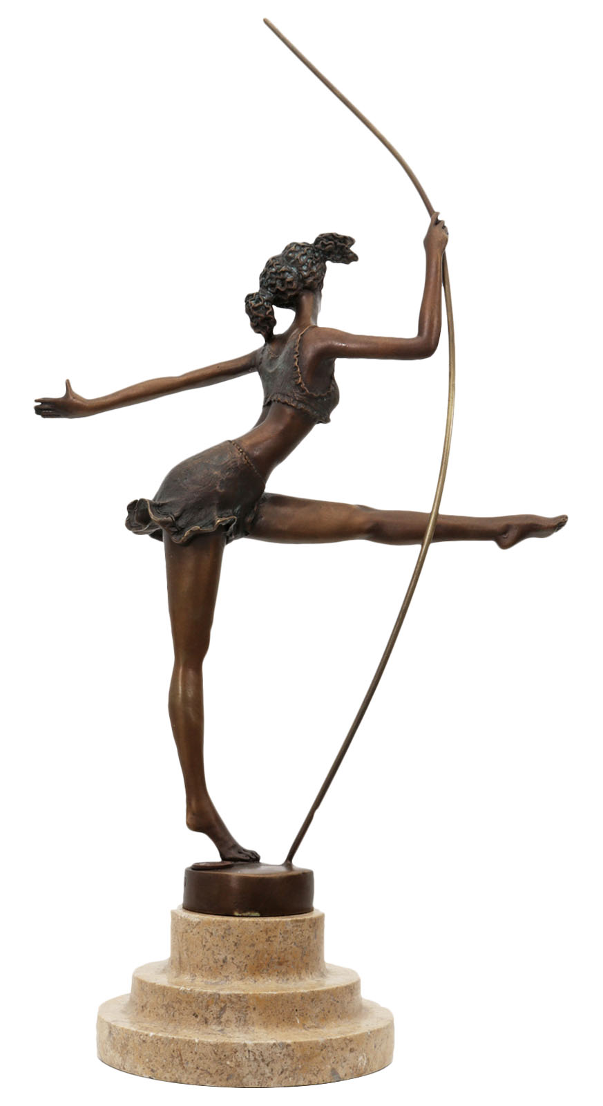 XT-10_2 Bronzeskulptur Tänzerin Ballerina im Antik-Stil Bronze Figur Statue - 37,5cm (H)