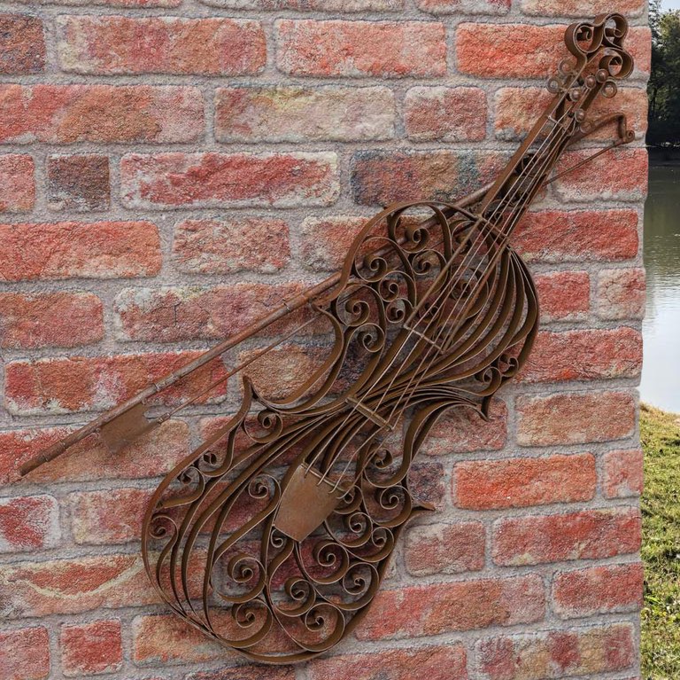 TZ-37-10 Geige Violine Dekoration Instrument Wanddekoration Metall Modell Garten 83cm