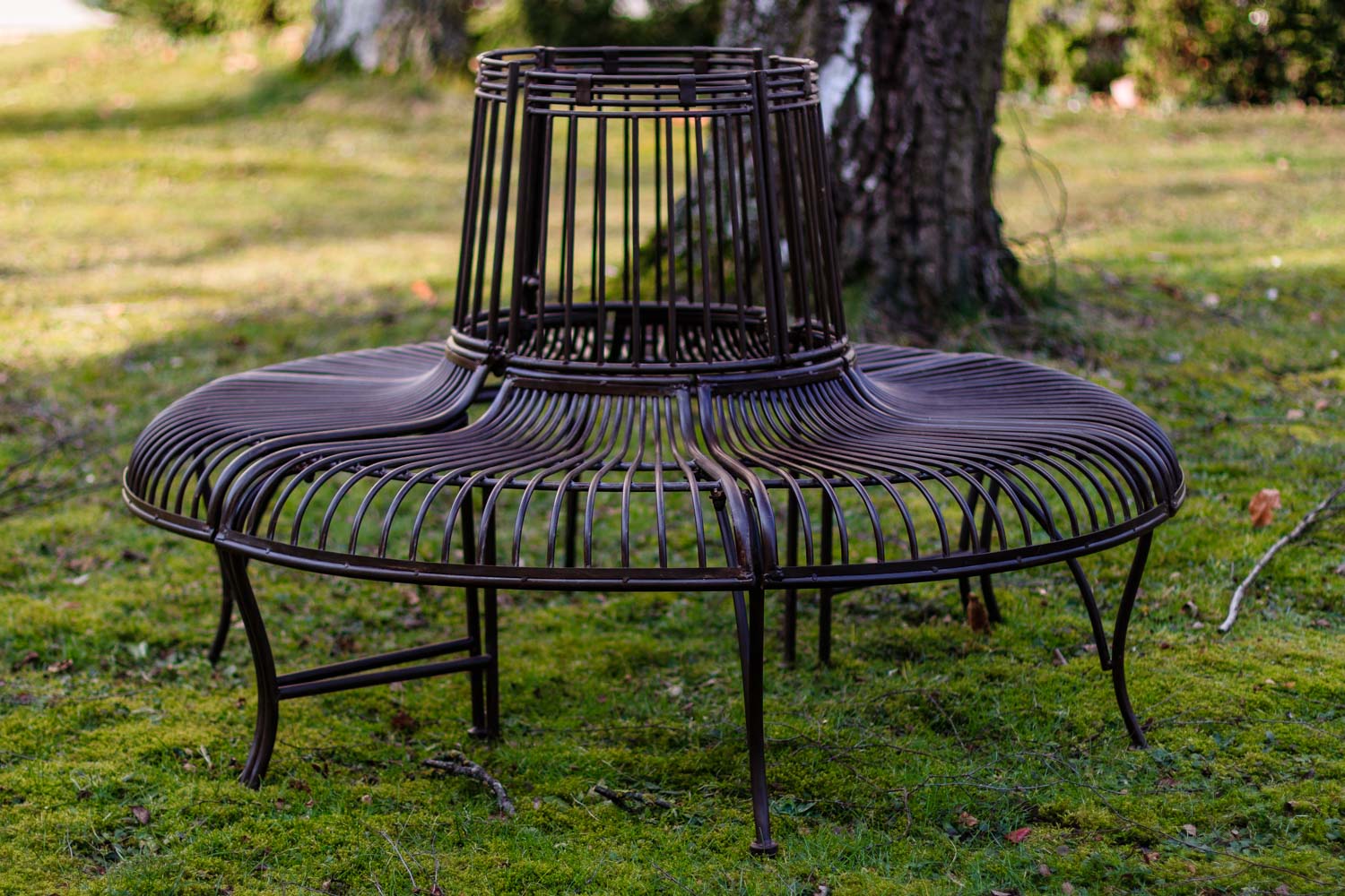 TZ-22-5EXe7ufSmZMl6p Gartenbank Set Bank Antik-Stil Garten Metall Eisen braun Möbel Baumbank