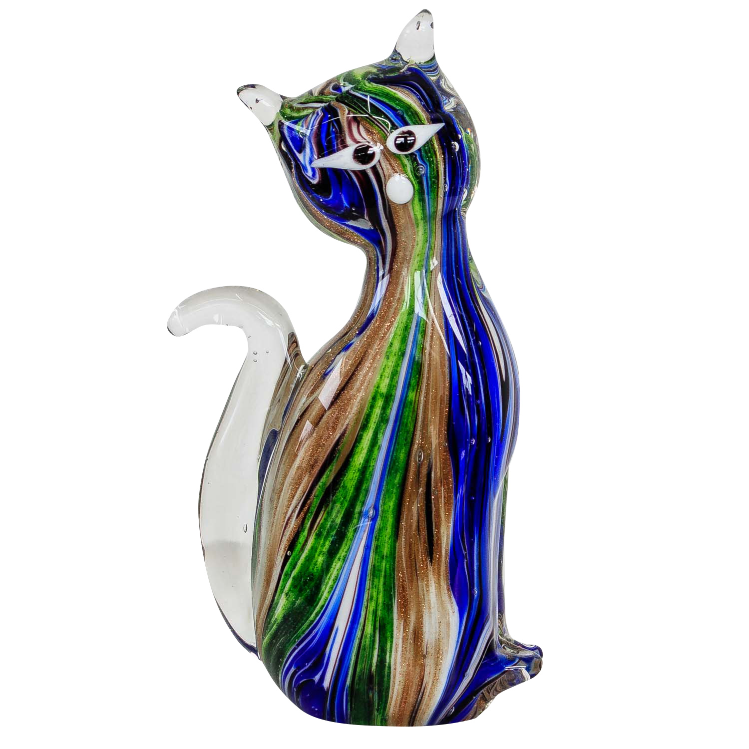 GL203-2 Glasfigur Figur Katze Glas im Murano Antik Stil 16cm