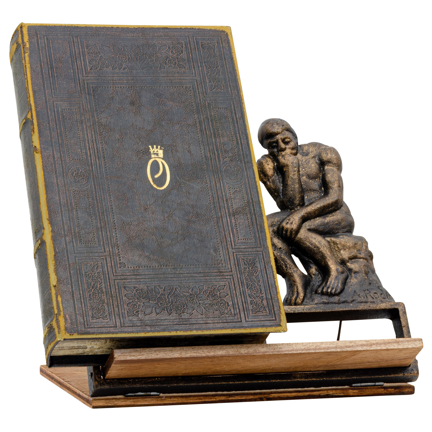 NG-82-1GOybWayBN18Wv Notenständer Staffelei Menükartenhalter Denker nach Rodin Figur Eisen Antik-Stil