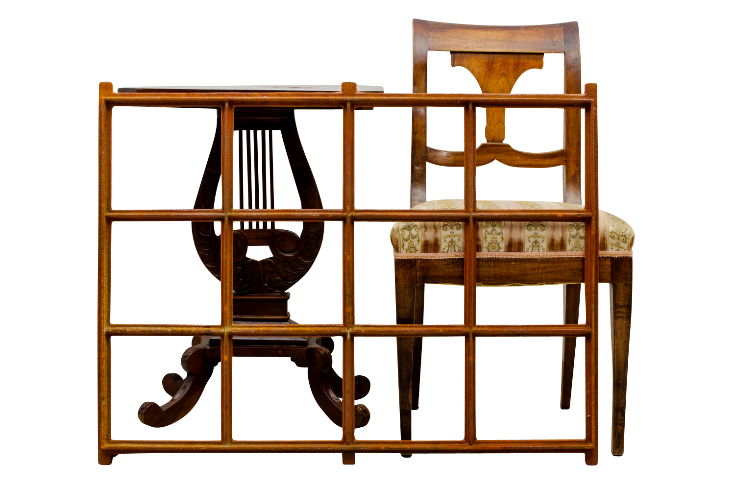 aubaho-F30-R-4 Fenster Rost Stall Eisenfenster Scheunenfenster Eisen Antik-Stil Gitter 95cm