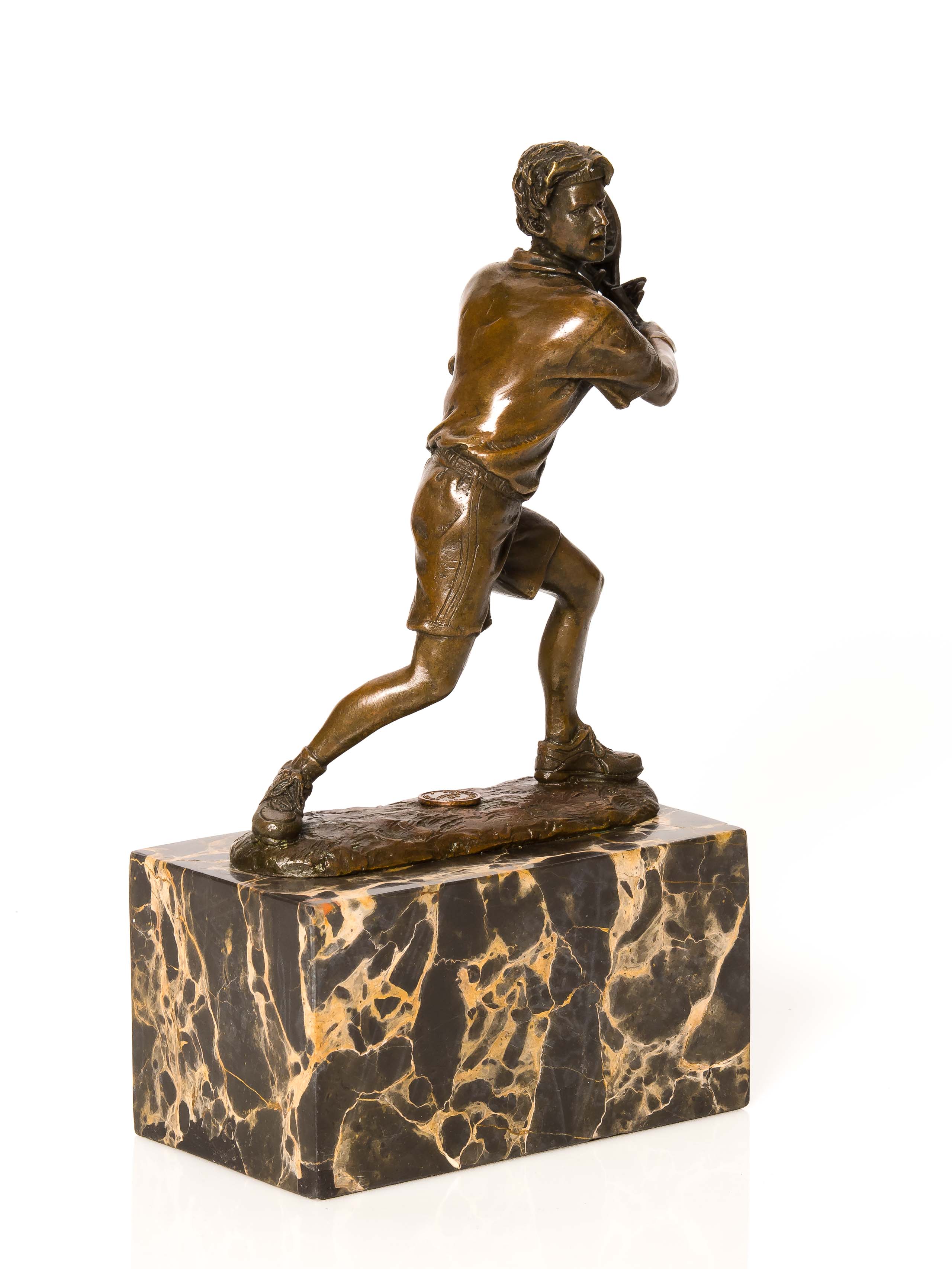 SL-25-2 BRONZE TENNISSPIELER TENNIS POKAL BRONZEFIGUR BRONZESKULPTUR FIGUR ANTIK STIL