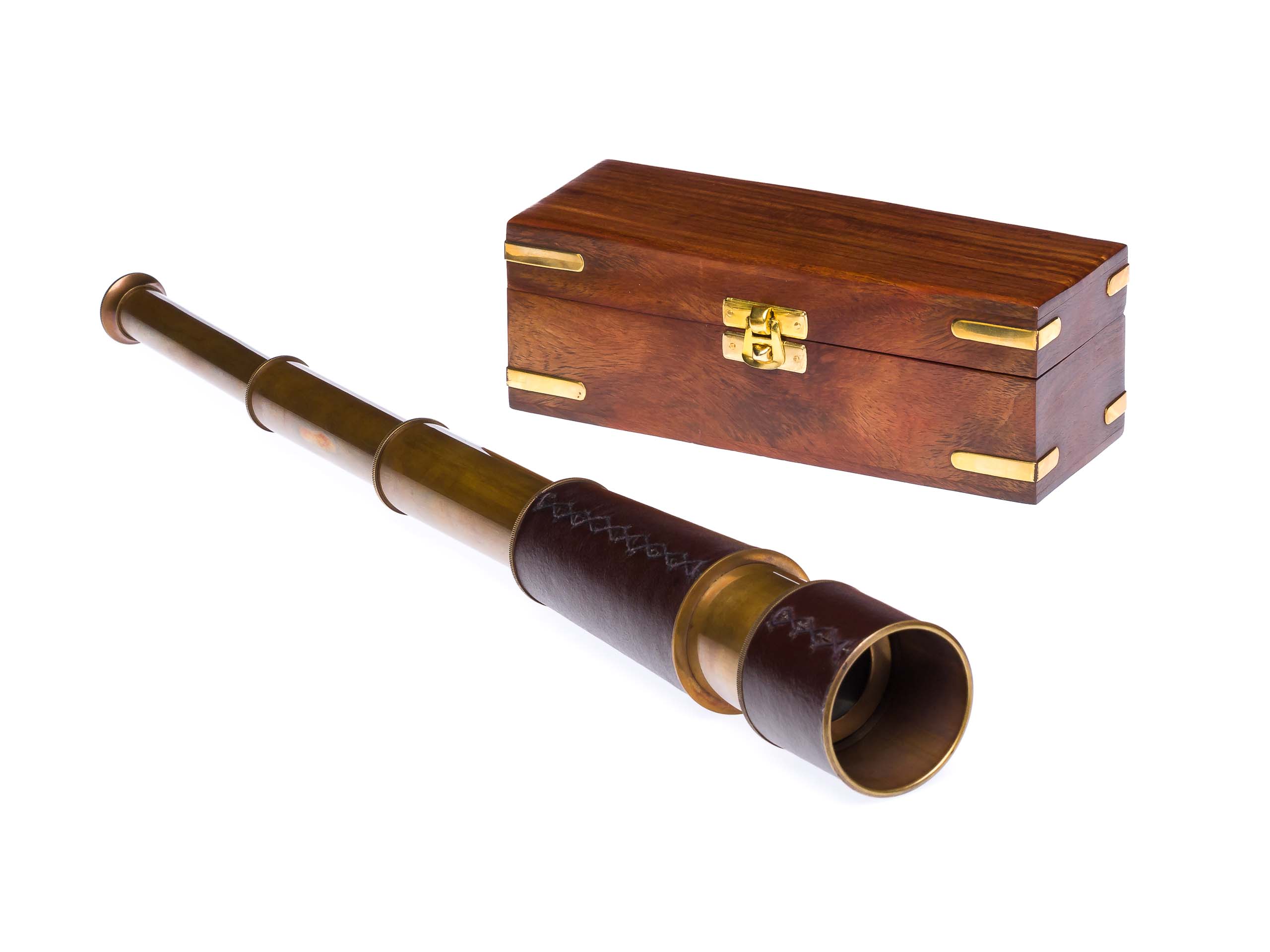 Telescope brass 49cm with wooden box maritim telescope monocular binoculars