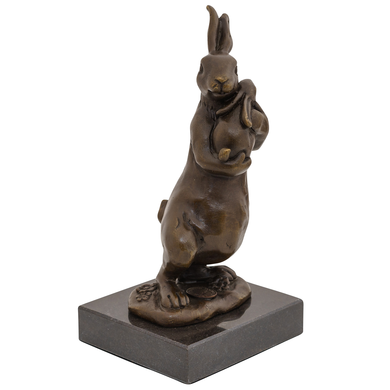 SL-38-3-copy Bronzeskulptur Hase mit Baby im Antik-Stil Bronze Figur Statue 16cm