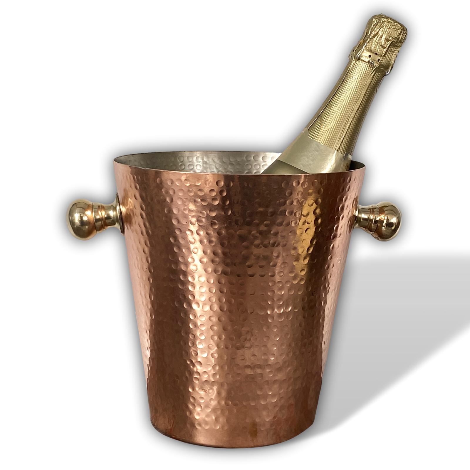 aubaho-0088-9 Sektkühler Weinkühler gehämmertes Aluminium Kupfer Finish 20cm Antik-Stil